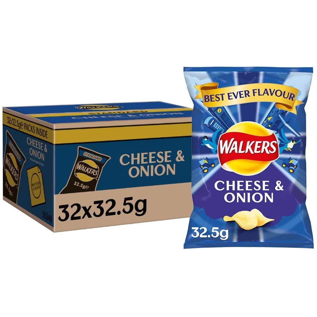 Walkers Walkers Cheese and Onion Crisps Multi-Pack Box, 32.5 g, Case of 32