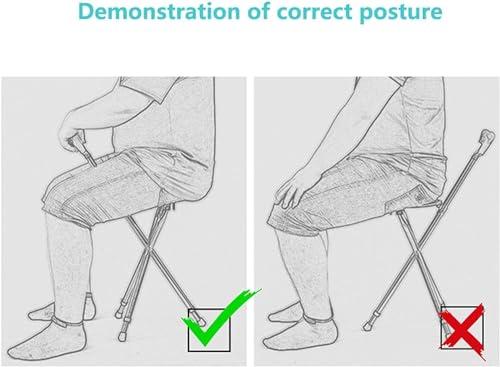 FreshCart Basics Folding Lightweight Tripod Walking Stick with Adjustable Height Seat for Elderly Portable Travel Hiking Chair for Fishing and Leisure Activities in the Park