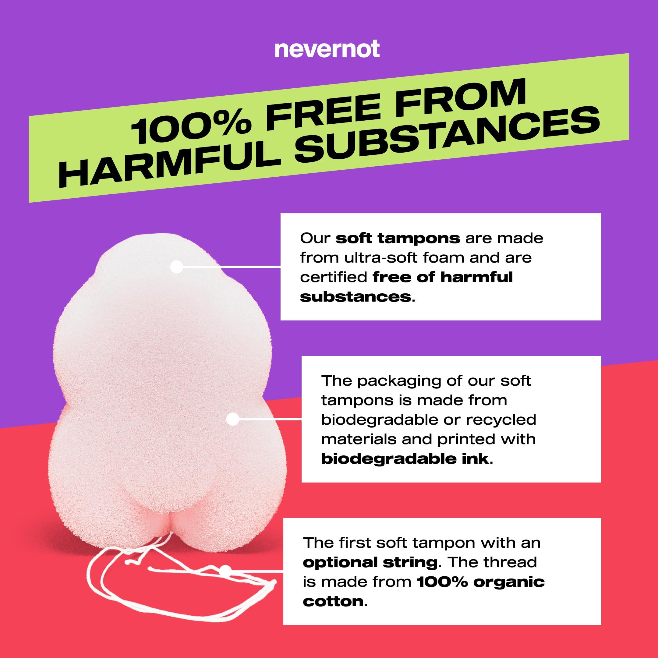 NeverNot nevernot Soft Tampons: Comfortable & Discreet Menstrual Sponge, Innovative Cloud Design with Optional Thread, Ideal for Sports, Swimming, Sauna, Pocket-Friendly and Easy to Remove, Pack of 150