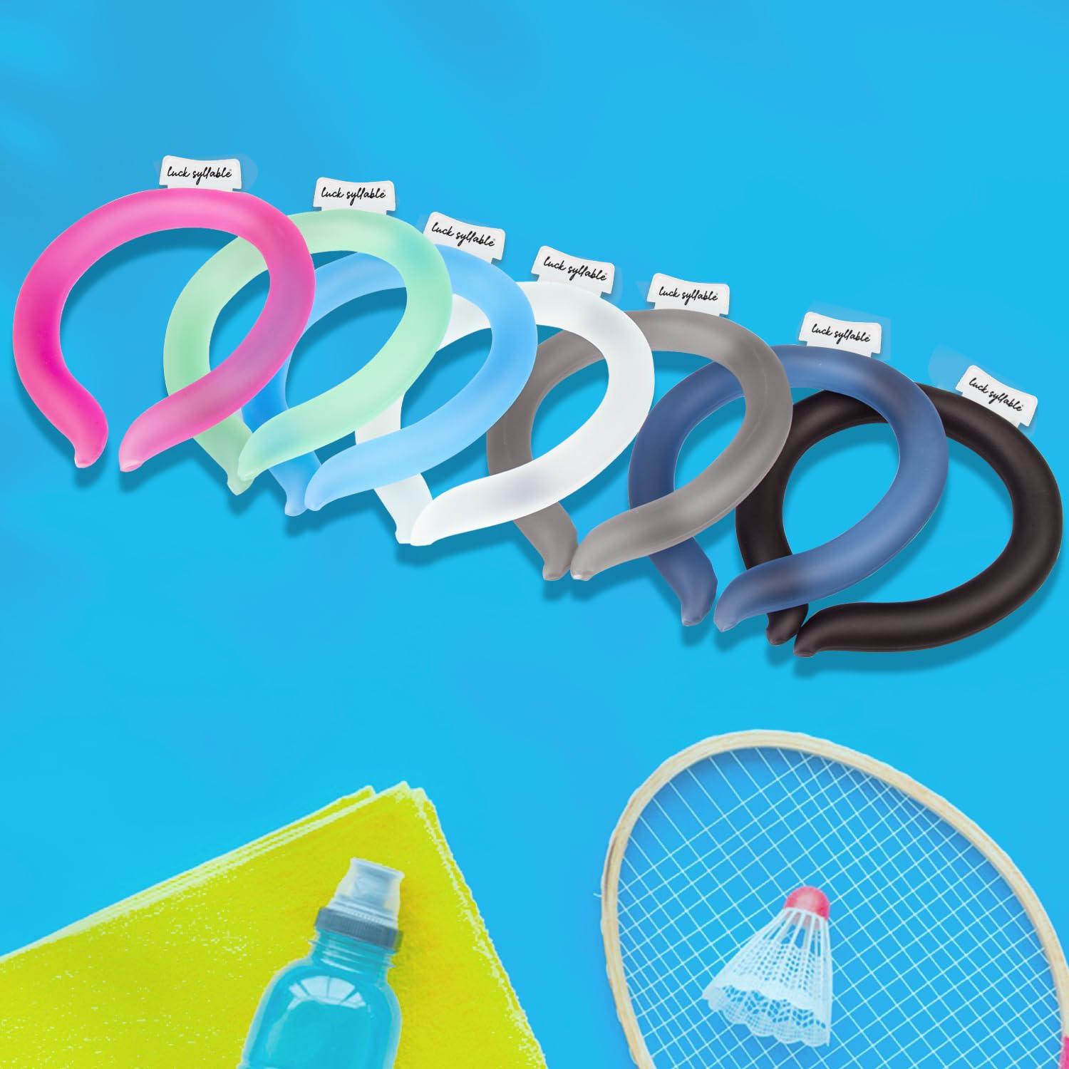 LUCK SYLLABLE Neck Cooling Tube with Cold Insulated Bag, Reusable Wearable Neck Cooler Ring, Cooling Neck Wraps for Summer Heat Outdoor Indoor (Pink*2)