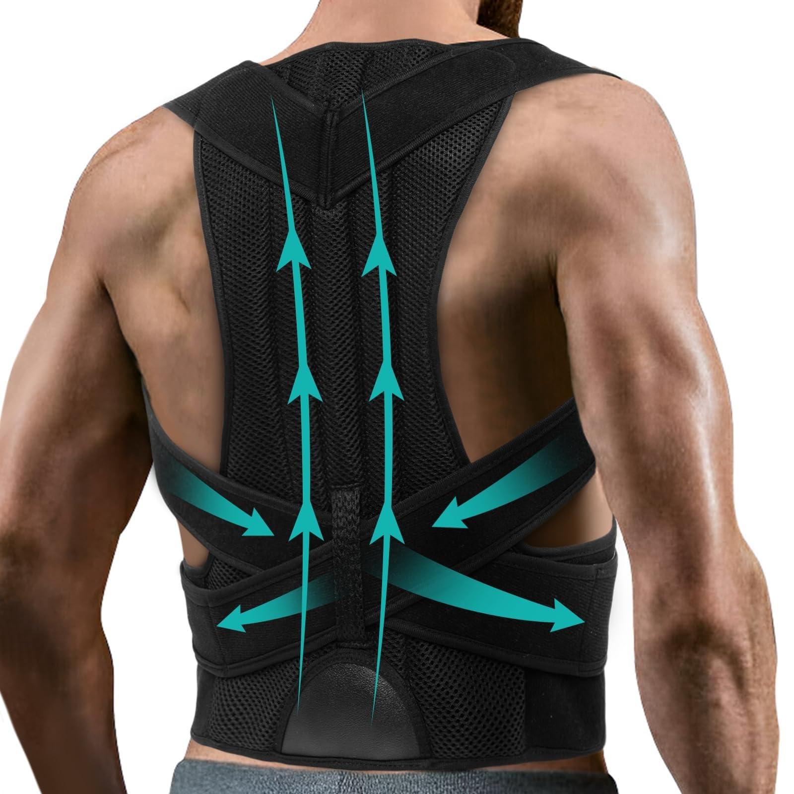 Generic Adjustable Scoliosis Posture Corrector Breathable Full Back Support Brace Women Men Back Straightener For Hunchback Correction, Lumbar Support Shoulder Neck Posture Support(XXL)