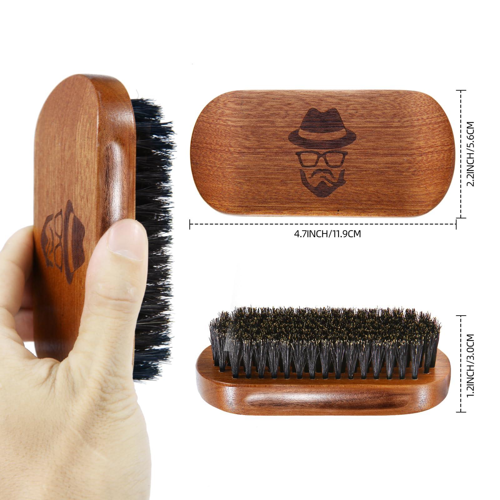 Beauntangly Beard Brush for Men, Boar Bristle Black Walnut Wood Beards and Mustaches Grooming Set Including 100% Pure Boar Bristle Beard Brush, Beard Comb, Mustache Scissors, and Travel Bag