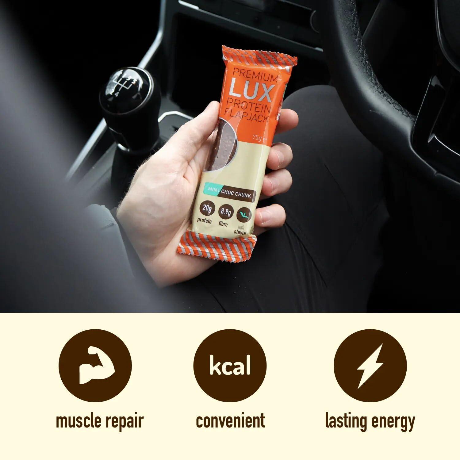 Bodybuilding Warehouse Premium LUX Protein Flapjack Bars - High Protein, Low Sugar Snack Bodybuilding Warehouse - Blueberry Yogurt (24 x 75g)