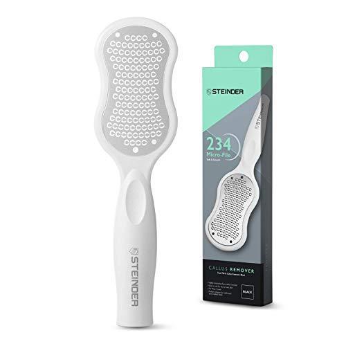 STEINDER Steinder Foot File for Hard Skin Remover, Foot Scrubber Scraper, Feet Pedicure Kit, Foot Grater, Heel File, Foot Care Kit - White