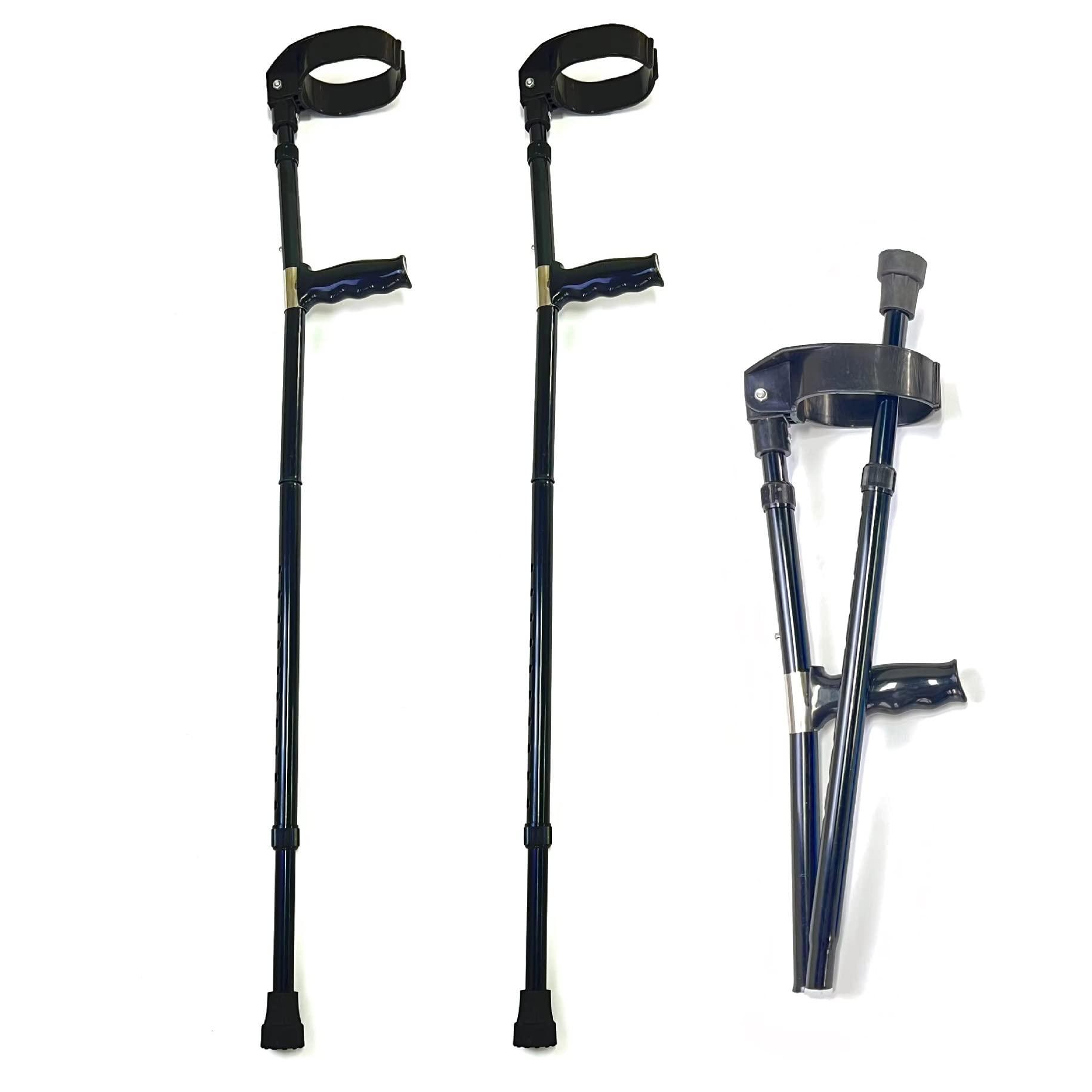 HWSY Pair of Folding Adult Crutches for Travel or Work, Lightweight Aluminum Forearm Crutches with Adjustable Full Cuff, Adjustable Height Height Arm Crutches Interesting