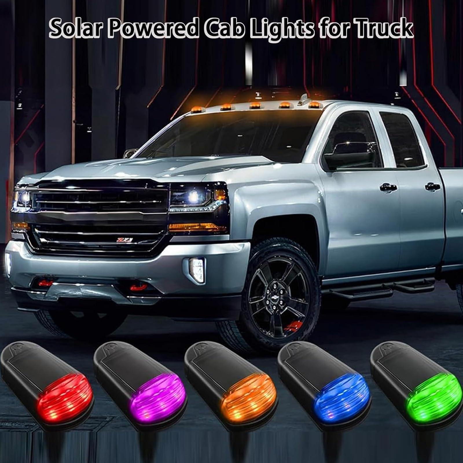Generic Wireless Cab Lights for Truck, 2024 New Punch-Free Solar Cab Lights, 7 Colors App Control, Led Lights Vibration Sensor Roof Lights, Lights for Universal Car (White 12 pcs)
