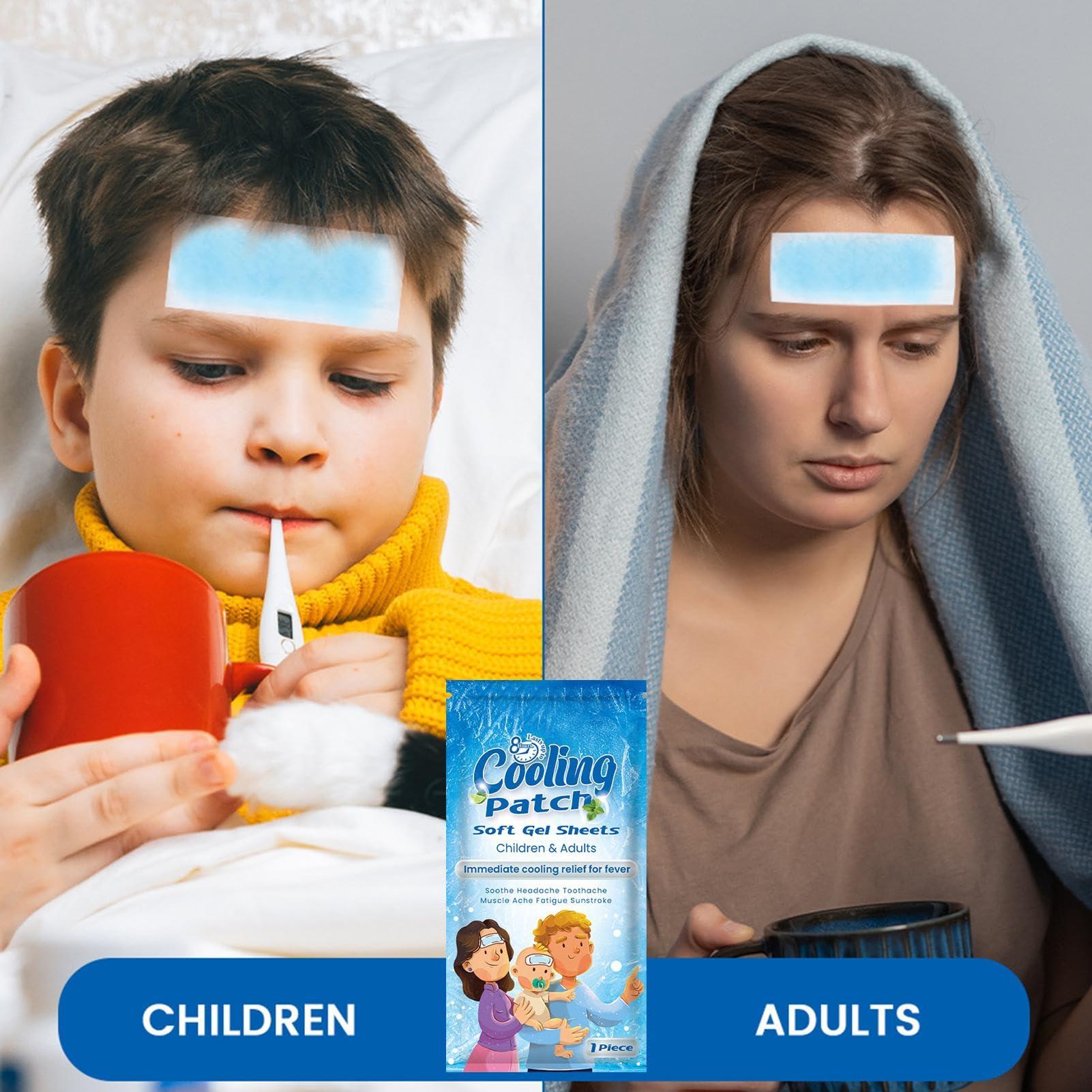 FreshCart Basics Cooling Patches for Hot Weather | Rapid Heat Absorption, 5 Sheets Fever Cooling Patch,Headache Health Care, Forehead Pads for Home School Travel