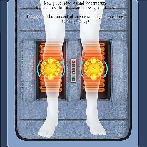 FreshCart Basics Massage Mat with Heat Pad,Full Body Massage Bed with Shiatsu Neck Massage Pillow,10 Vibrating Motors Massagers for Neck & Back Massage Cushion H(Grey Flannel)