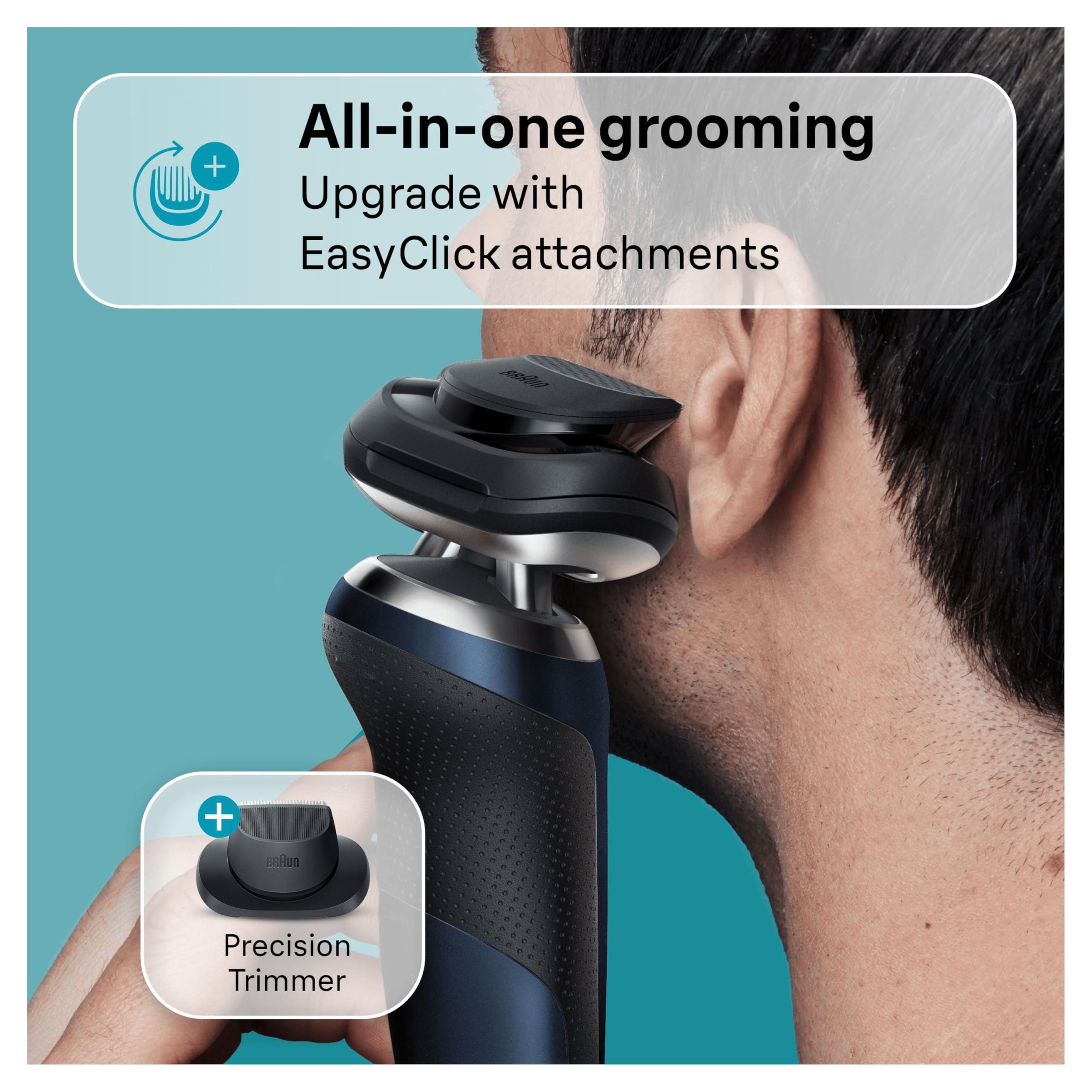 Braun Braun Series 7 71-B1200s Electric Shaver for Men with EasyClick Precision Trimmer Attachment, 360 Flex, Wet & Dry, Rechargeable, Cordless Foil Razor, Blue