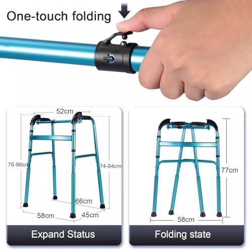 Wzmazingly Wzmazingly Stair Climbing Aid Walking Frame, Foldable Lightweight Aluminium Walker Mobility Aid for Seniors, Adjustable Height