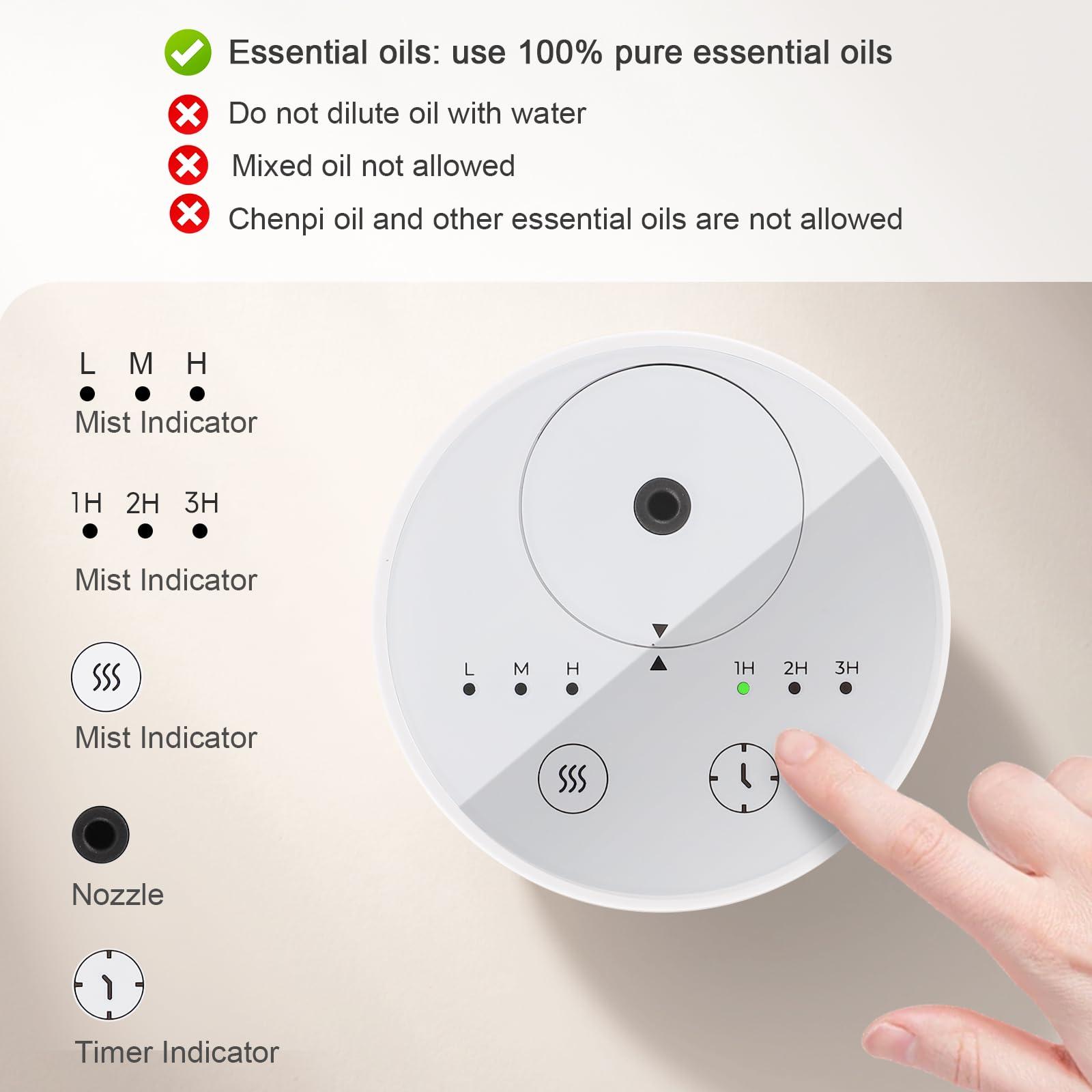 Strixorn Waterless Diffuser for Essential Oil, Scent Air Machine Aromatherapy Atomizing Diffuser, 1/2/3H/Continous Mode, 3 Mist Levels, Portable Aromatherapy Mini Diffuser for Car Bedroom Office(White)