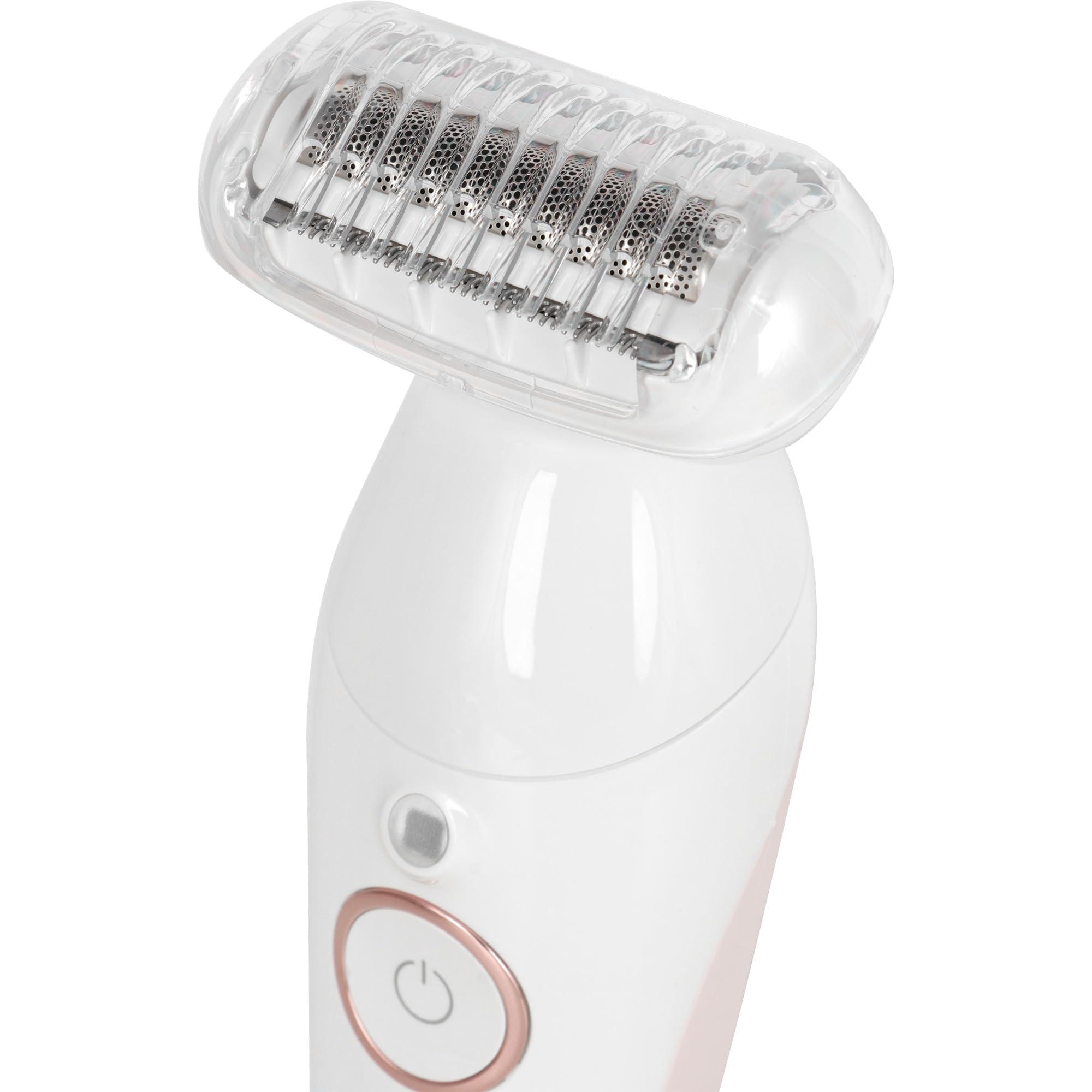 Braun Braun Silk-pil 9 Flex Women's Epilator/Hair Remover for Long Lasting Hair Removal, Mini Razor, Exfoliating Attachments, 9-306 3D, White/Pink Titanium