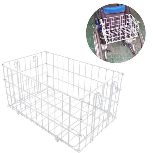 YUYTE Large Capacity Metal Rear Wheelchair Basket Folding, Anti-Rust Storage for Shopping and Travel, 40x26x20cm Size