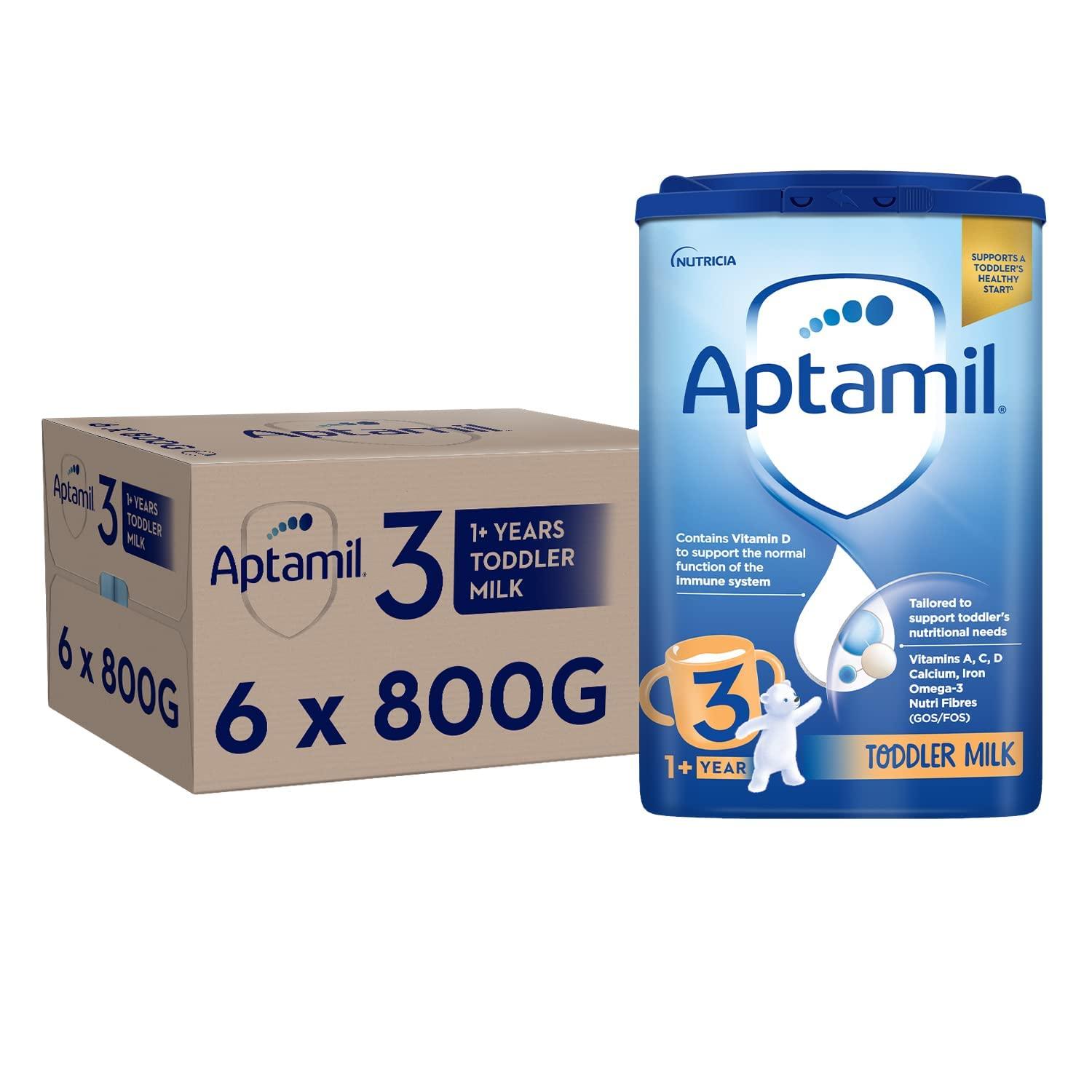 Aptamil Aptamil 3 Toddler Baby Milk Powder Formula, 1-2 Years, 800g (Pack of 6) - Packaging May Vary