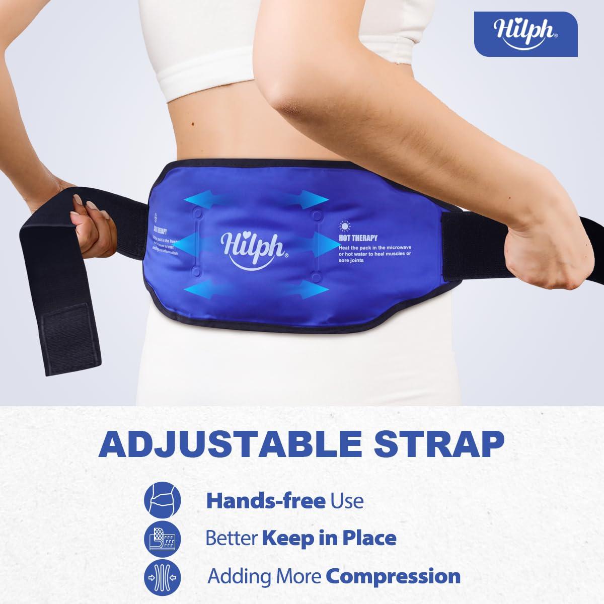 Hilph Hilph Ice Pack for Back Pain Relief, Reusable Lower Back Gel Wrap Hot Cold Compression Therapy Lumbar Ice Pack for Back Injuries, Sciatic Nerve, Herniated or Degenerative Disc, Tailbone Pain-Blue