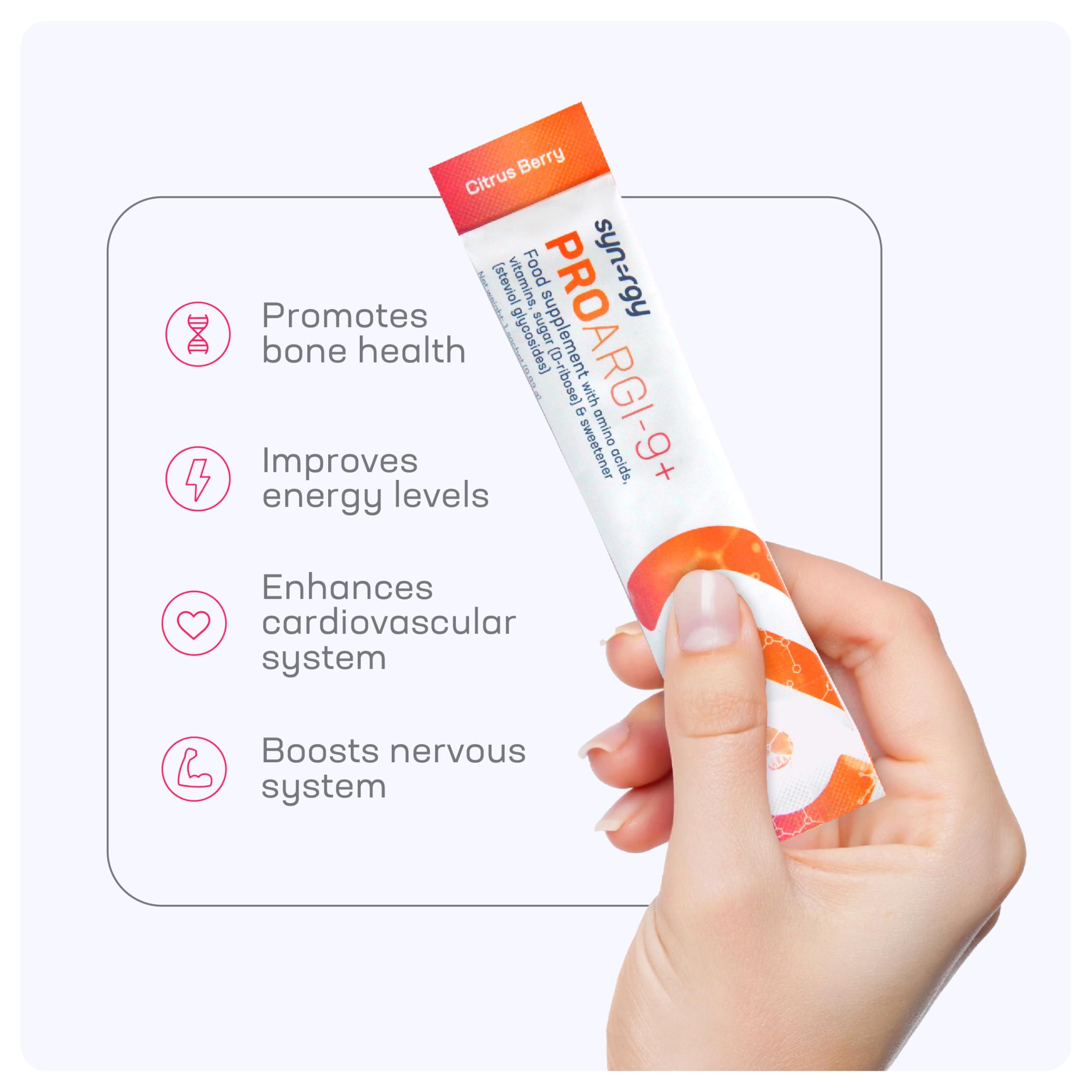 Synergy Worldwide Synergy Worldwide ProArgi 9+ 295 g | 5000mg L-Arginine and 200mg L-Citrulline Supplement with Vitamins C, D3, K, B6, and B12 | Enhance Cardiovascular and Circulatory Health | 30 Sachets