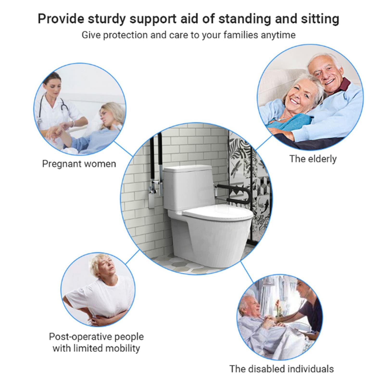 FreshCart Basics Foldable Grab Bars for Bathroom Folding Drop Down Wall Mounted Toilet Support Handrail for Disabled and Elderly Bathroom Safety Aid Assist Rail