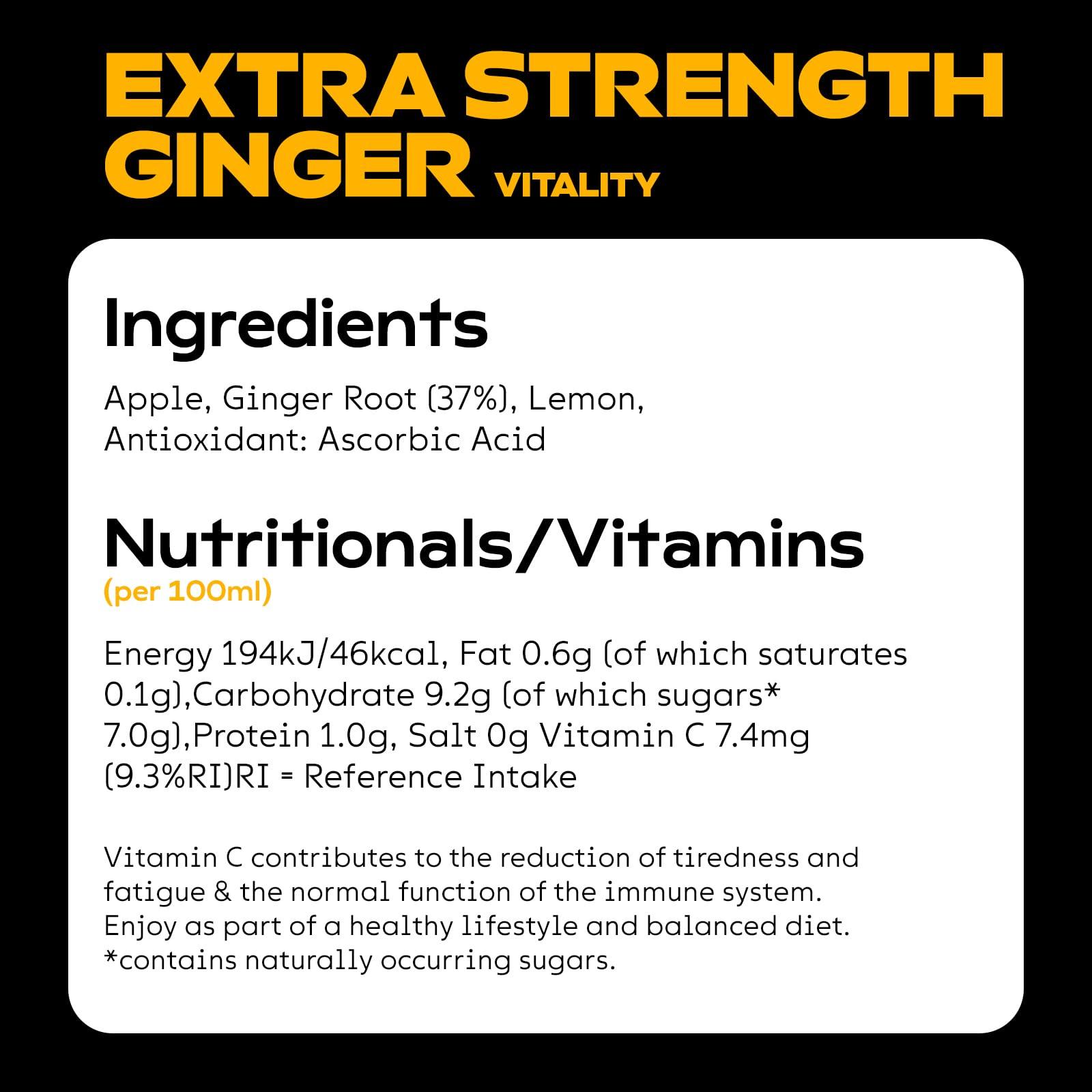 MOJU MOJU Extra Strength Ginger Shot Bottles (12 x 60ml Pack) | Immune Support, Natural Ingredients, No Added Sugars or Sweeteners, Vegan, Ginger Shots, Your Natural Daily Wake Up