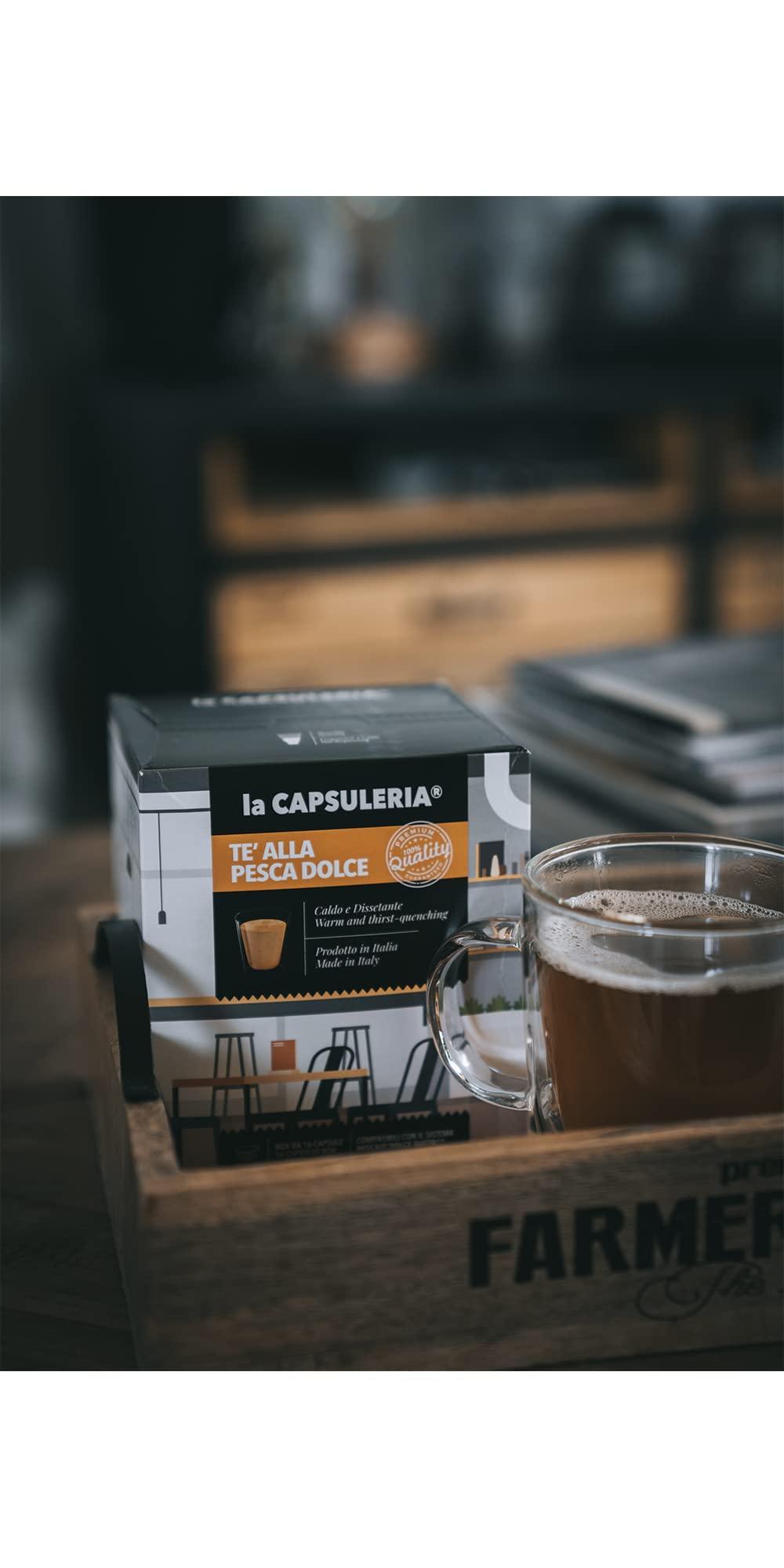 La Capsuleria Peach Tea (48 Capsules) Compatible with Nescaf Dolce Gusto, 3 Boxes x 16 Pods (48 Servings Total), La Capsuleria