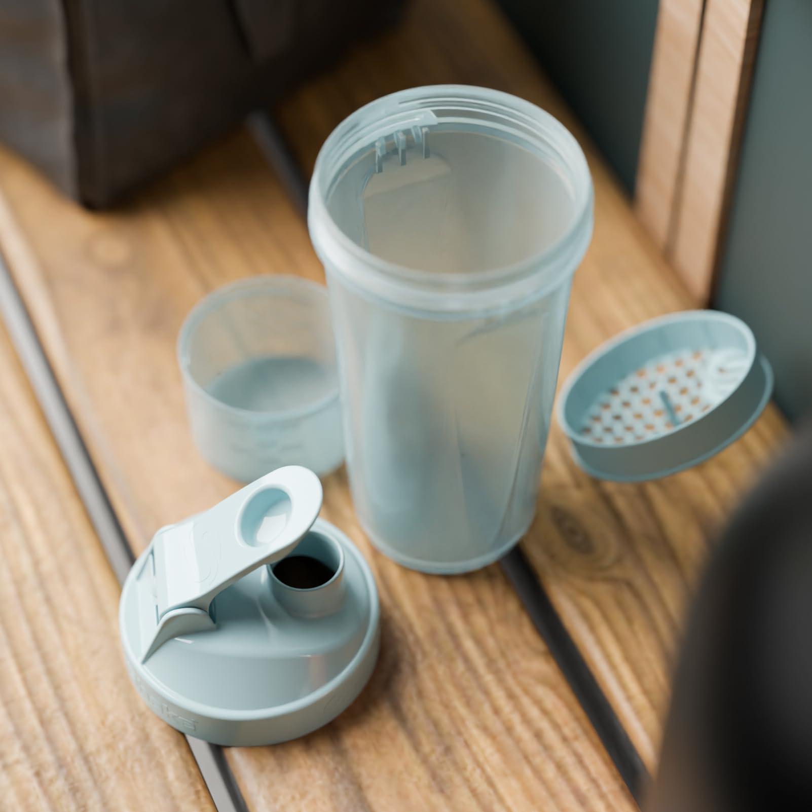 Smartshake Smartshake Slim 4-Pack Protein Shaker Bottle 400 ml | 13.5 oz Storage Included - Leakproof Screw-on Lid - BPA Free Unisex - (Black, White, Stormy Gray, Cotton pink)