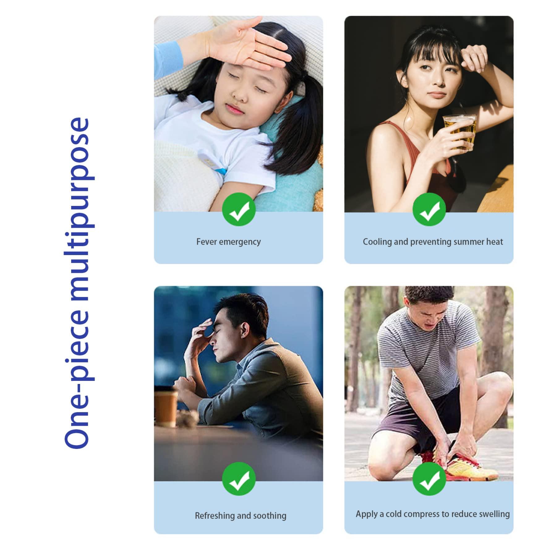 NIDONE 20 Pack Cooling Patches for Fever Summer Cooling Relief for Kids Adult Sports Cooling Patch Portable Headache Relief Prevention Instant Cooling Patches,Fever Cooling Gel Patch,