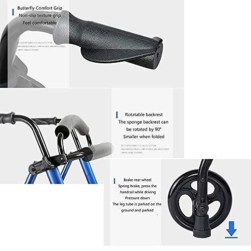 FreshCart Basics Rolling Walker with Seat and Wheels - Folding Walker and Transport Chair, Mobility Aids