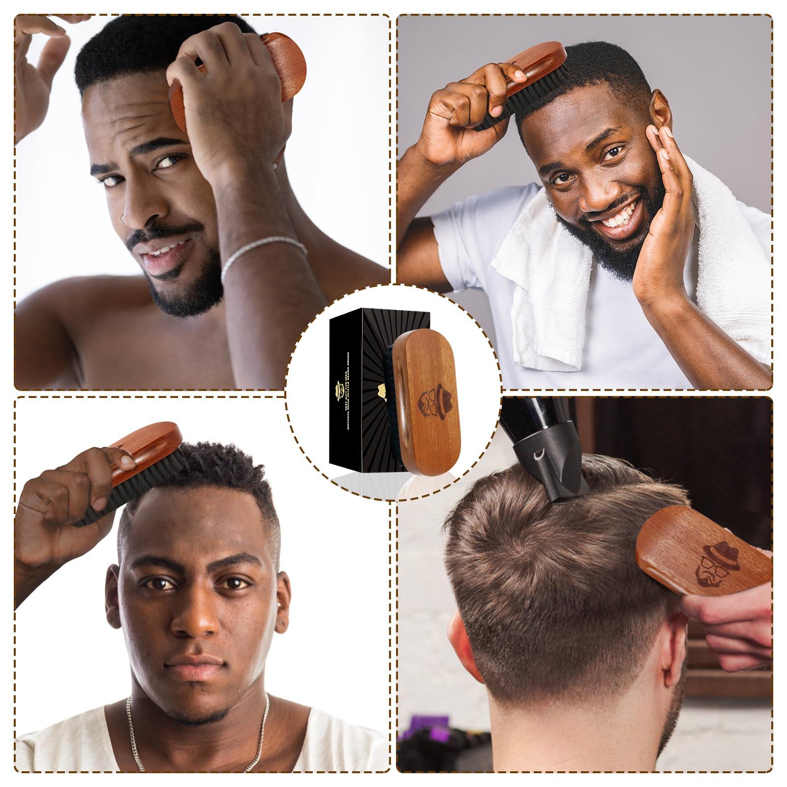 Beauntangly Beard Brush for Men, Boar Bristle Black Walnut Wood Beards and Mustaches Grooming Set Including 100% Pure Boar Bristle Beard Brush, Beard Comb, Mustache Scissors, and Travel Bag