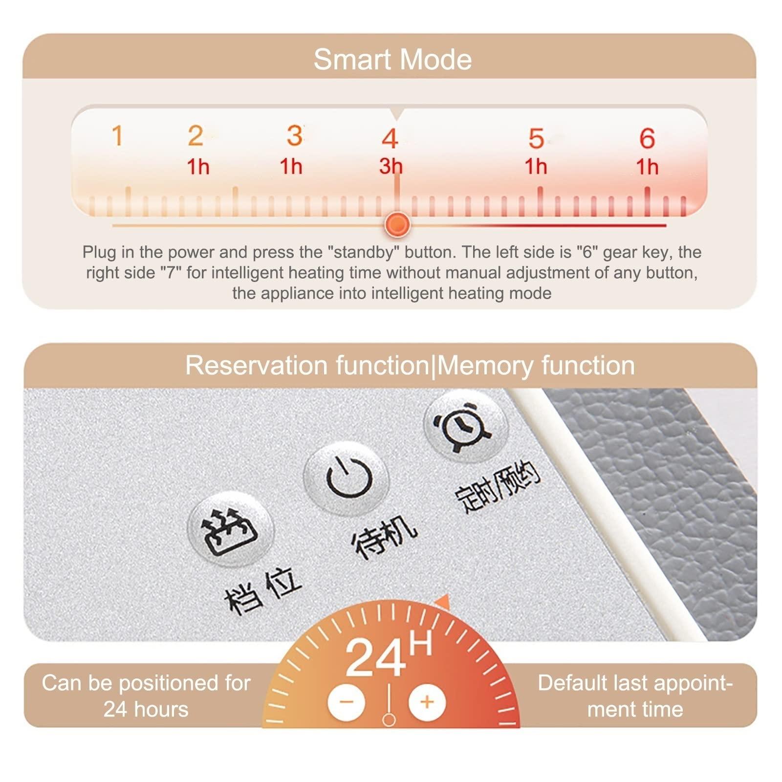 QCLUEU QCLUEU Carbon Crystal Floor Heating Pad, Electric Feet Heater Mat Adjustable Temperature Quick Heated Foot Warmers, For Office, Home, Electric Heated Carpet (Size : 140x200cm(65.1x78.8in))