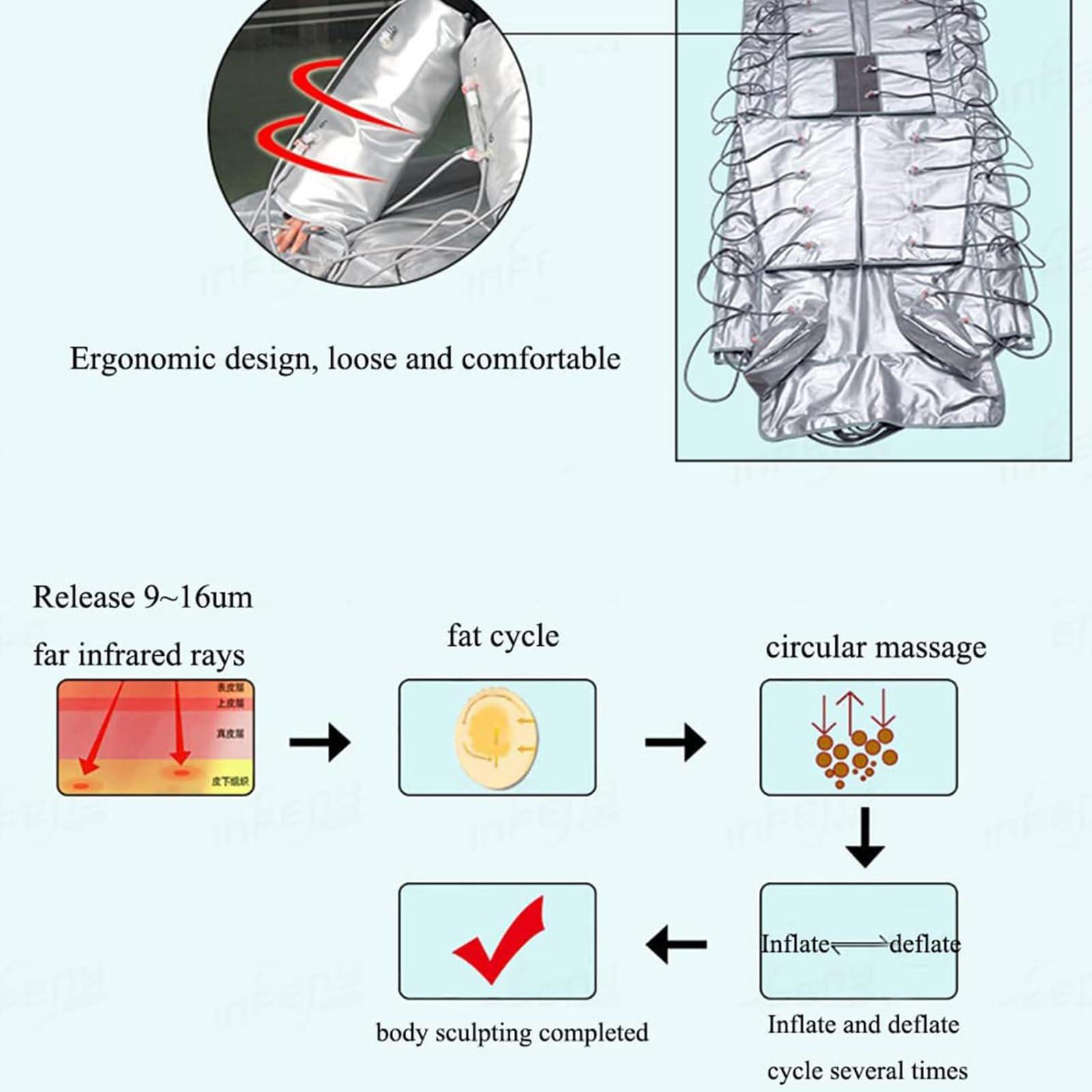 LSBHPPD Air Pressure Massage Physiotherapy Air Compression Detoxification Air Wave Therapy Instrument Beauty Slimming Instrumen Full Body Massager,Black