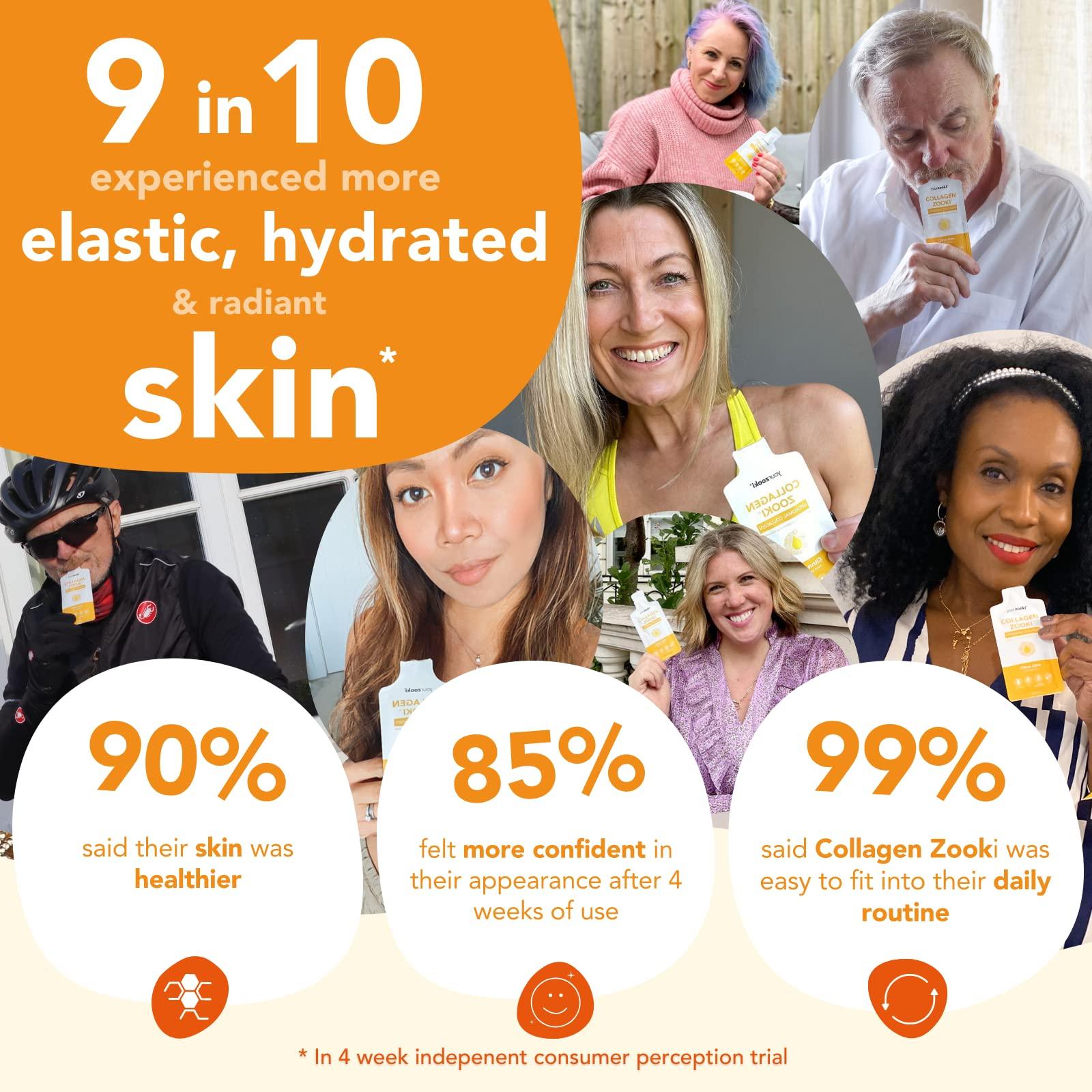 Zooki Zooki Marine Collagen Liquid Sachets 5,000mg Great Taste, Sugar Free High Strength Marine Collagen Supplements for Women & Men Skin, Joints & Hair (Mango Peach Flavour, 14 Servings)