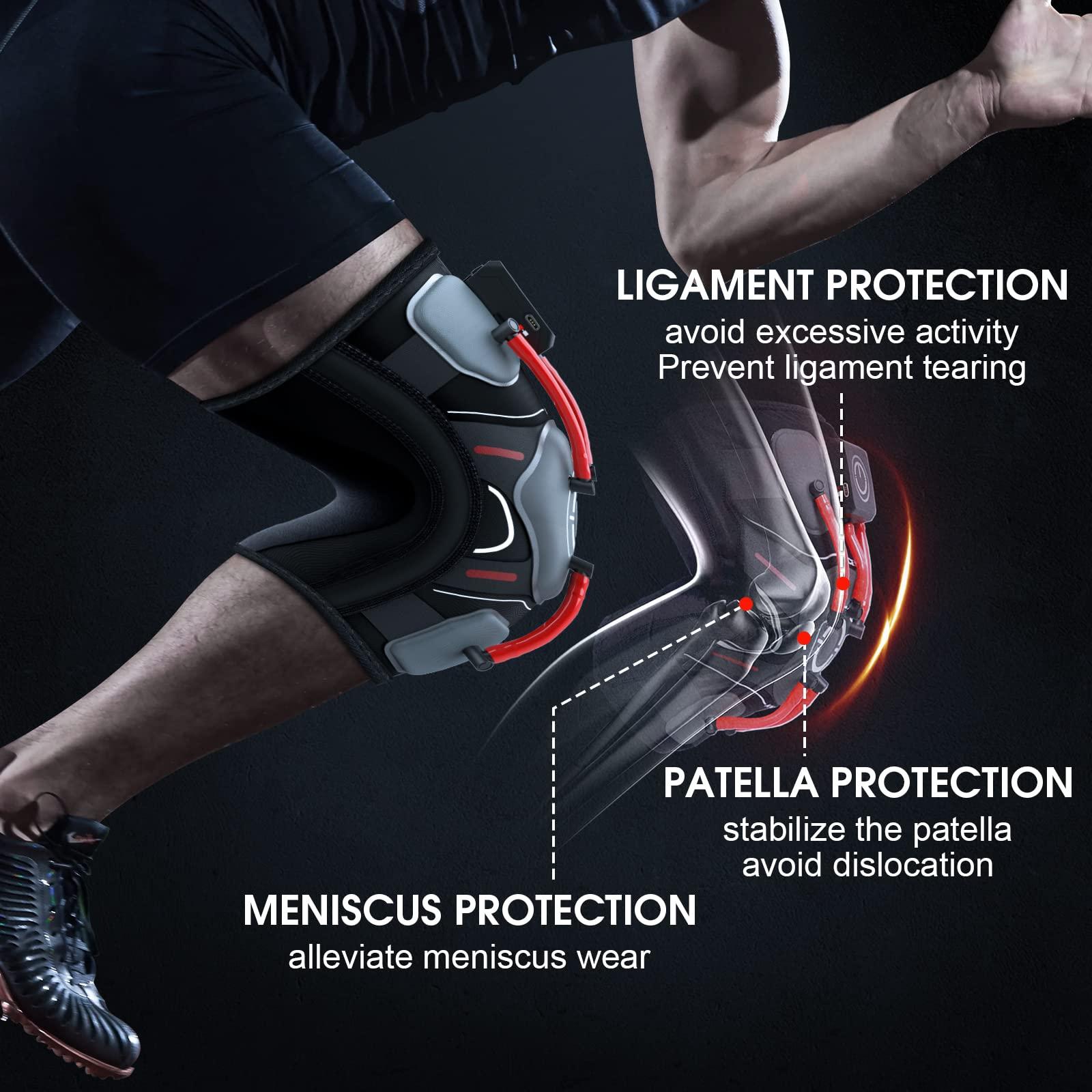 Homesbrand E-KNEE Professional Knee Brace with Side Stabilizers, Smart Chip, Gyroscopes, Airbag System for Protecting Patella, Meniscus, Ligaments and Relieving Meniscal Tears, ACL, Arthritis, Joint Pain
