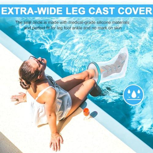 ZOMTTAR ZOMTTAR 1 Piece Waterproof Leg Cast Cover for Shower Adult Reusable Shower Boot Cover Watertight Foot Protector for Leg Foot Ankle
