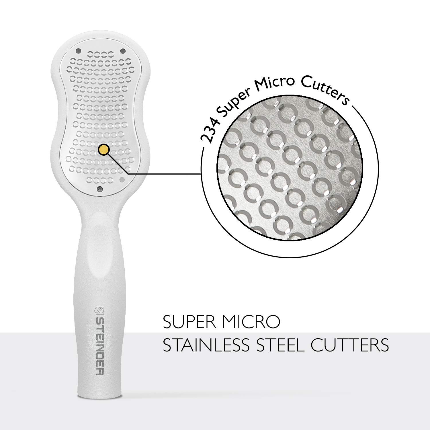 STEINDER Steinder Foot File for Hard Skin Remover, Foot Scrubber Scraper, Feet Pedicure Kit, Foot Grater, Heel File, Foot Care Kit - White