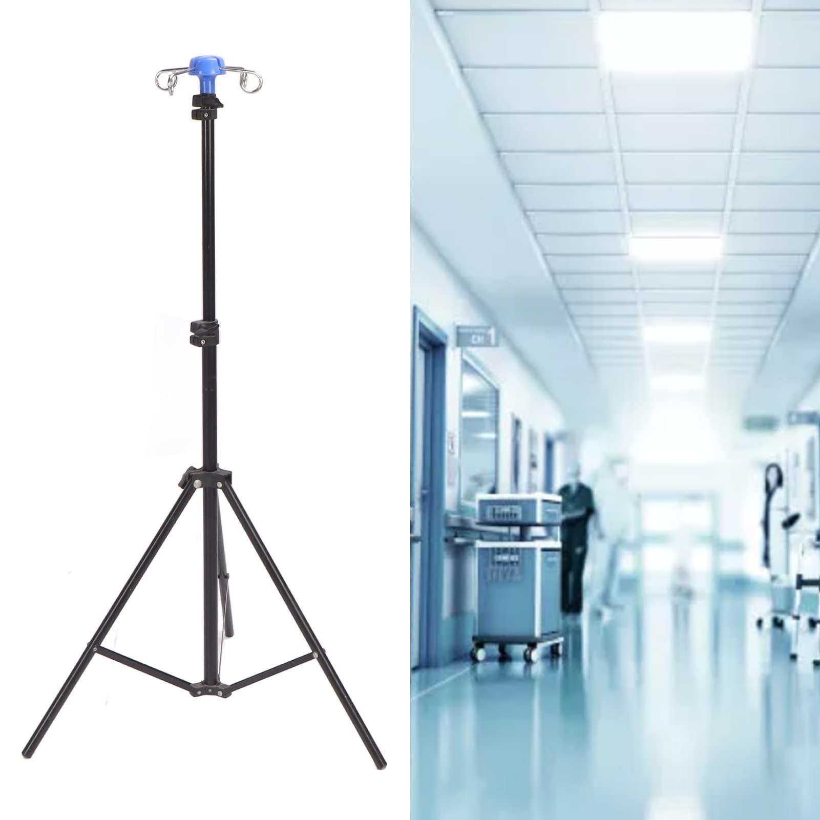gernie IV Pole, Adjustable Height IV Stand Pole with 4 Hooks Stainless Steel Portable Medical IV Fluid Bag Stand Floor Stand, IV Drip Stand Infusion Holder for Hospitals, Clinics