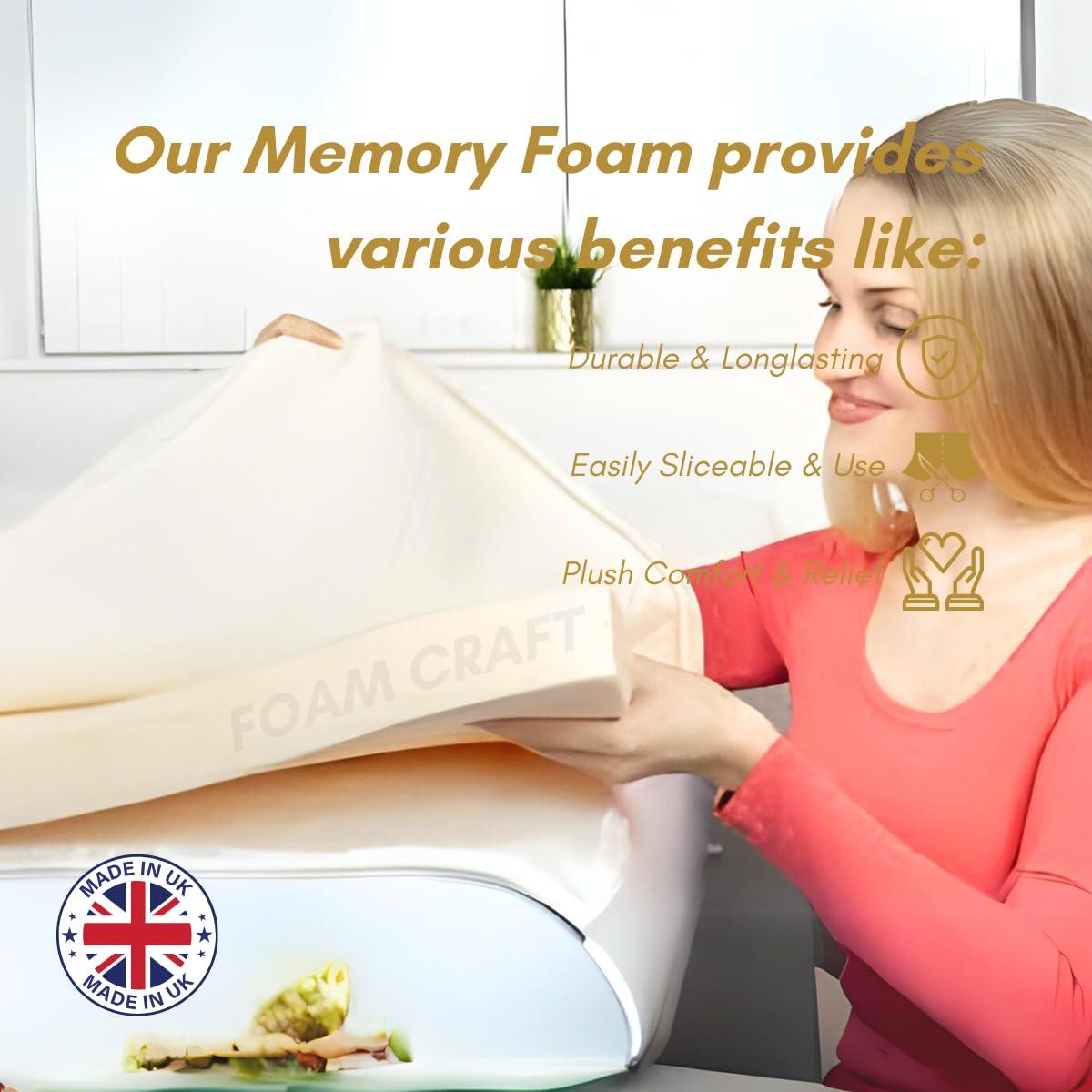 FOAM CRAFT Orthopedic Memory Foam Mattress Topper for Dog Bed Pain Relief Memory Foam Cushion Bed Topper, Wheelchair Cushion Foam Cut to Size Firm Dog Cushions Upholstery Foam Sheet (Memory Foam, 65x86x10cm)