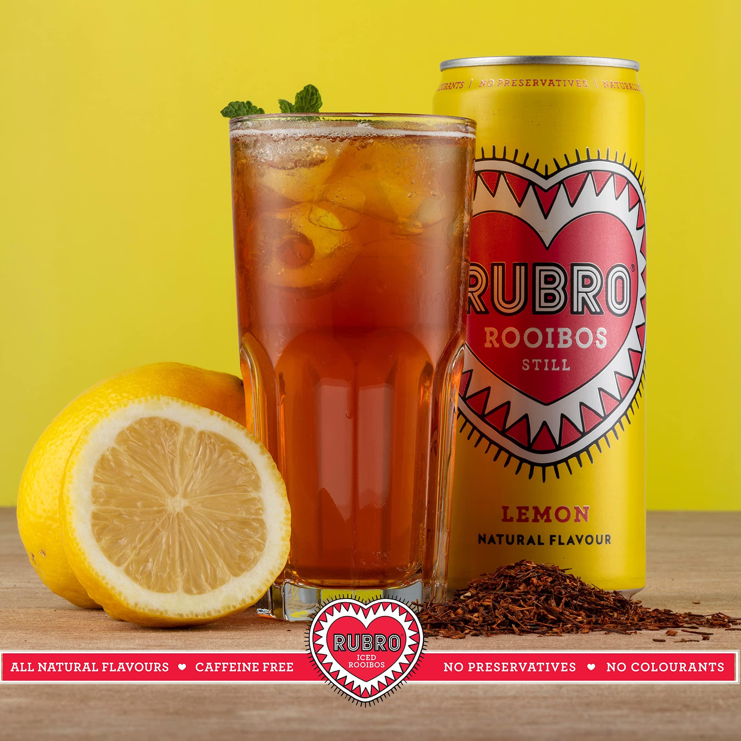 Rubro Rubro - Lemon Rooibos - 6 Can Multipack - 300ml - Still, Soft Drink - Lemon Tea Drink - Fruit Flavoured Iced Tea - Bulk Soft Drinks