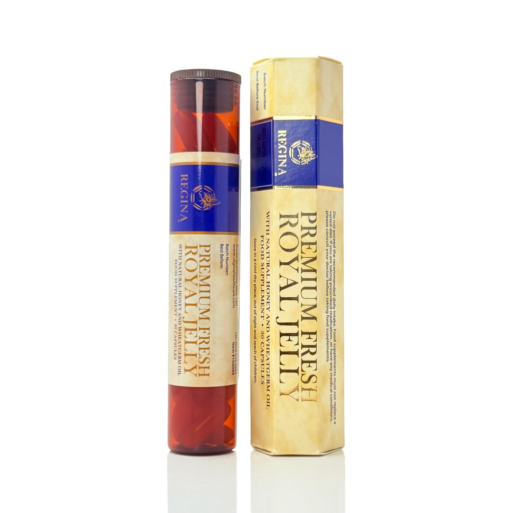 Regina Royal Regina Premium Fresh Royal Jelly: 30 Softgel Capsules with 200mg Organic Royal Jelly (Australian Source) & Acacia Honey, Minimum 6% 10-HDA. Supports Immunity, Energy, Cellular Health