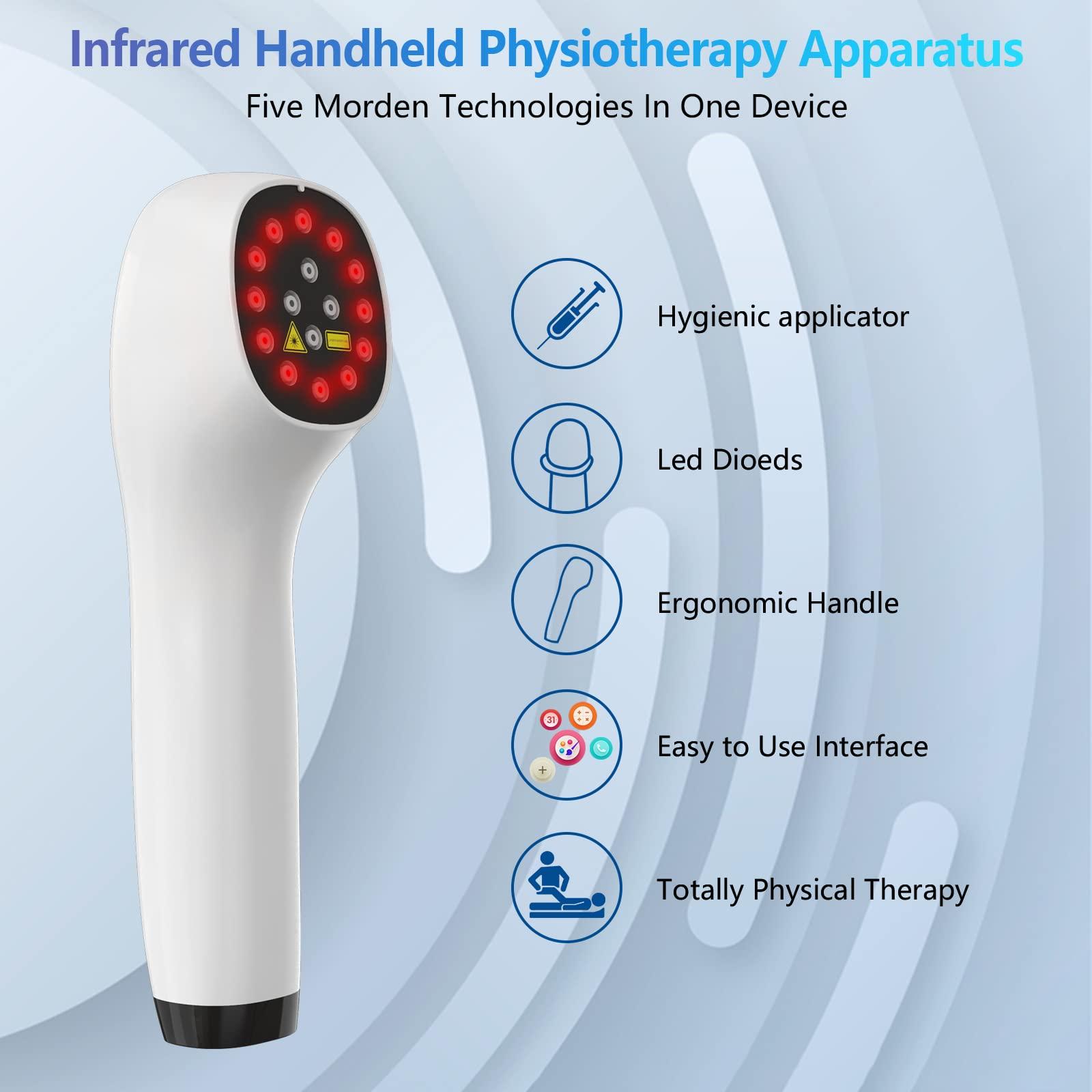 iKeener iKeener Handheld Red Light Therapy Device,(4x808nm +12 X 650nm) Cold Laser Human/Vet Therapy Device for Muscle Reliever,Knee,Shoulder,Back.Infrared Light Therapy Pain Relief Device,with Free Goggles