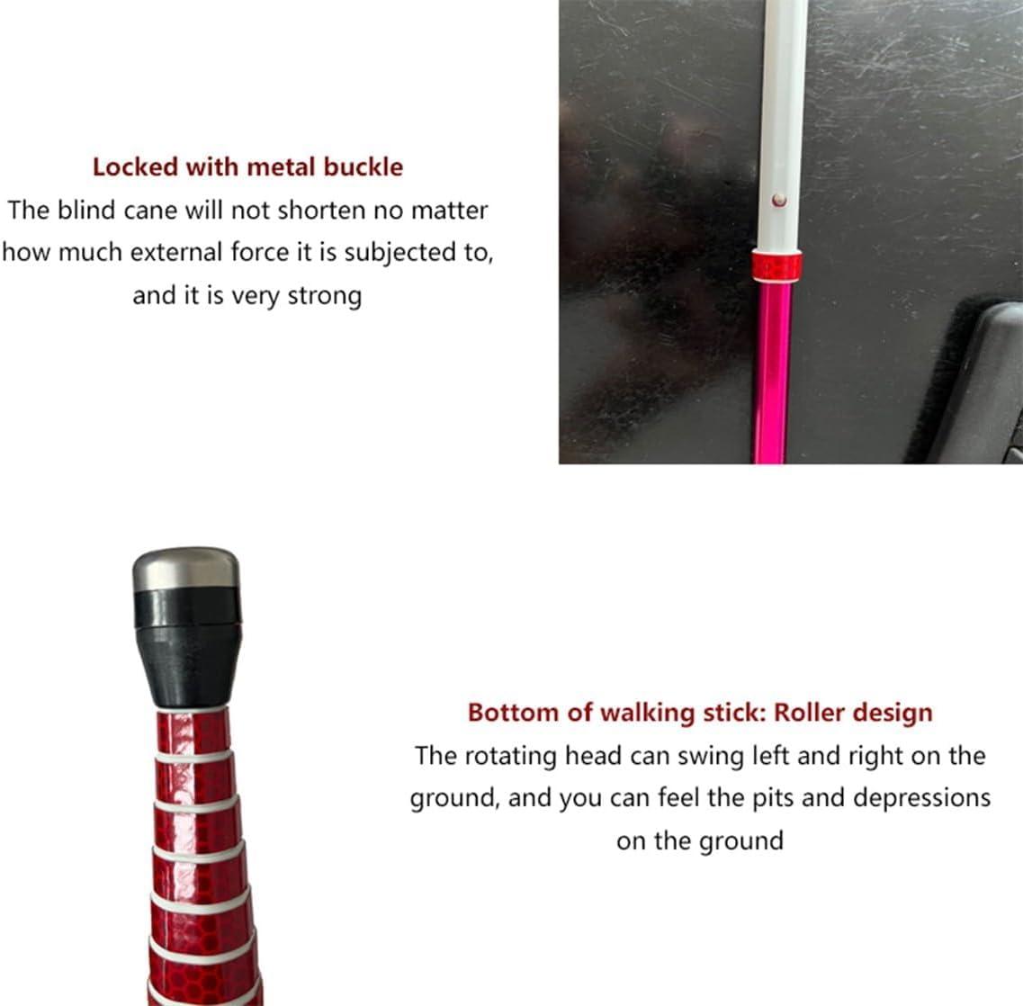SEIBES Folding Blind Cane, 8 Sections Titanium Alloy Blind Cane Telescopic Outdoor Walking Stick with Reflective Walk Cane for the Blind and Vision Impaired(139.5cm/55in)