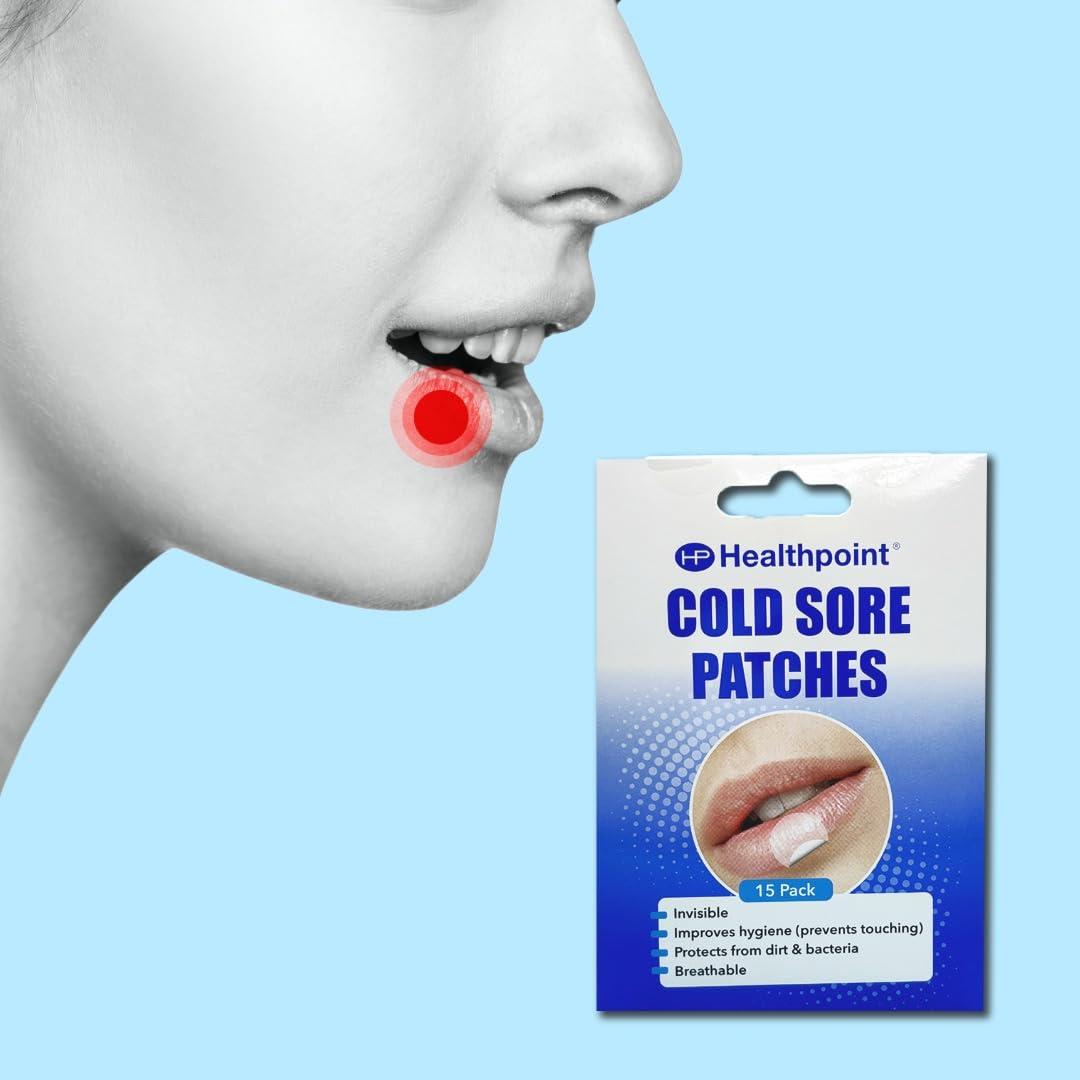 Healthpoint Healthpoint Cold Sore Patches, Pack of 15 Invisible Patches, Discreet Healing, Effective Protection Against Dirt and Bacteria, Prevents Spread of Cold Sores, Improves Hygiene, Breathable
