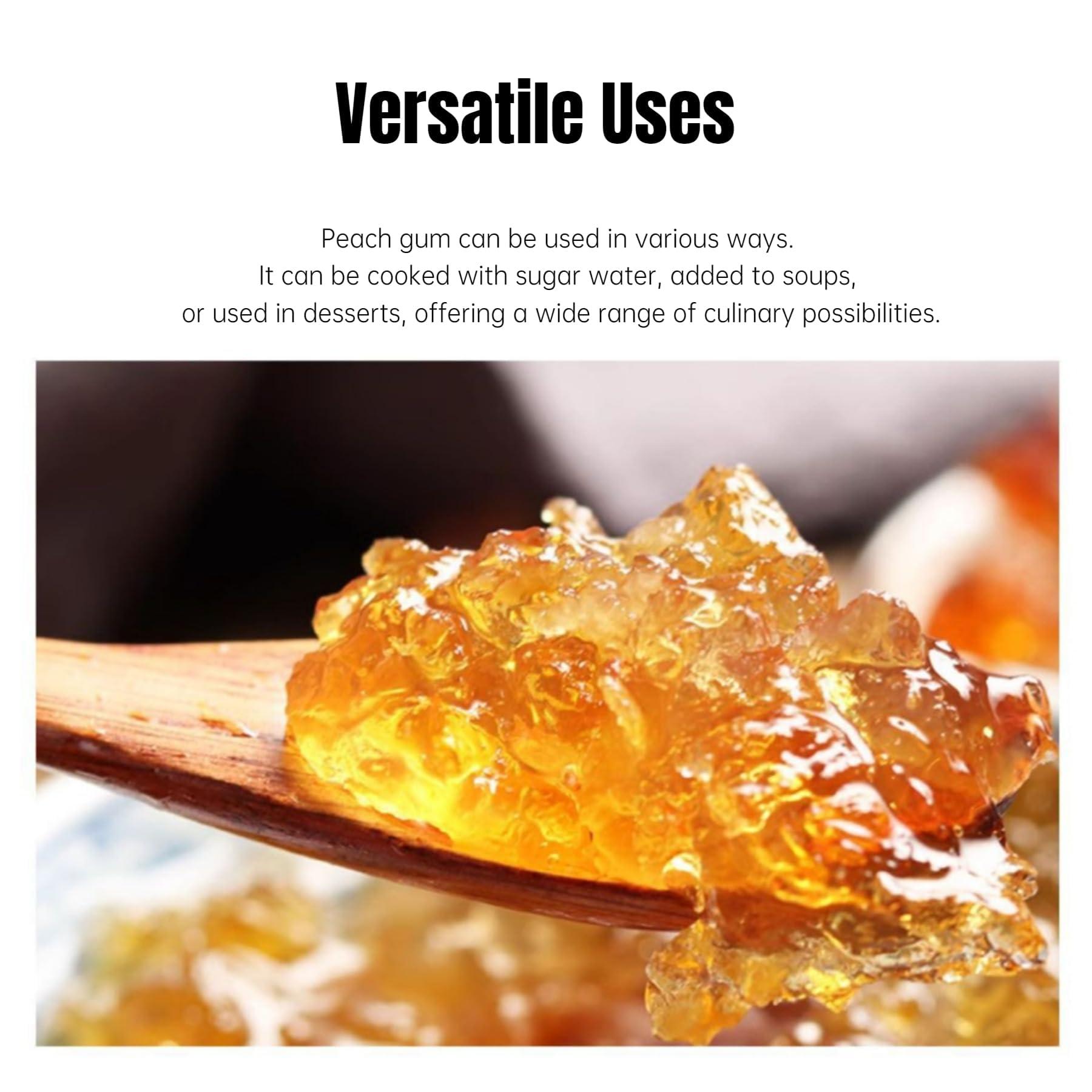 HQZMCTE HQZMCTE Nature Sweeter Dried Edible Peach Tree Gum TaoJiao Food Grade Bulk Dry Peach Gum Pure (1000g)