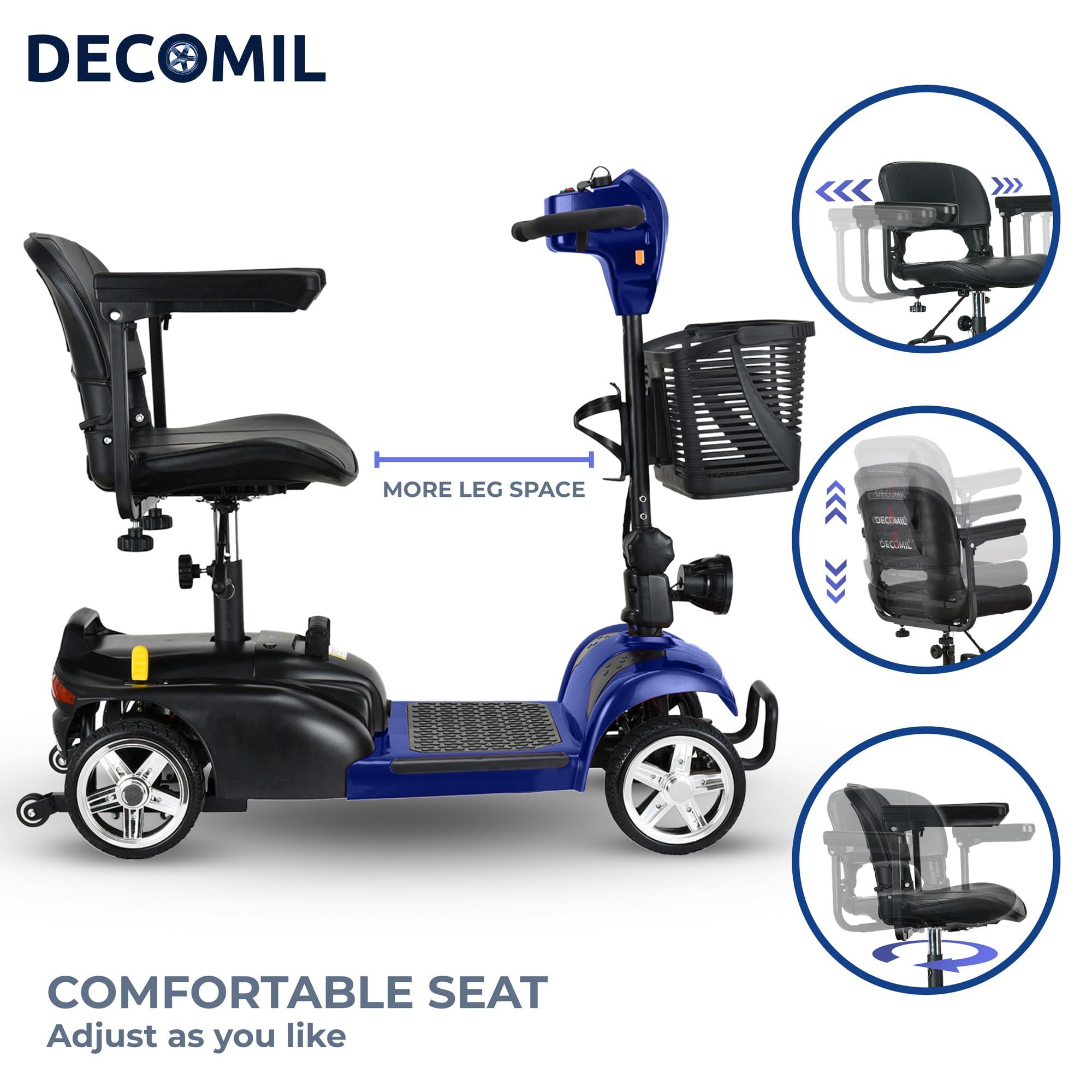 DECOMIL DECOMIL Portable Mobility Scooter for Seniors, Foldable Electric Powered Scooter. 300 LBS Capacity, Medical Travel Scooter for Adults, 4 Wheels, Lightweight(85 lbs)