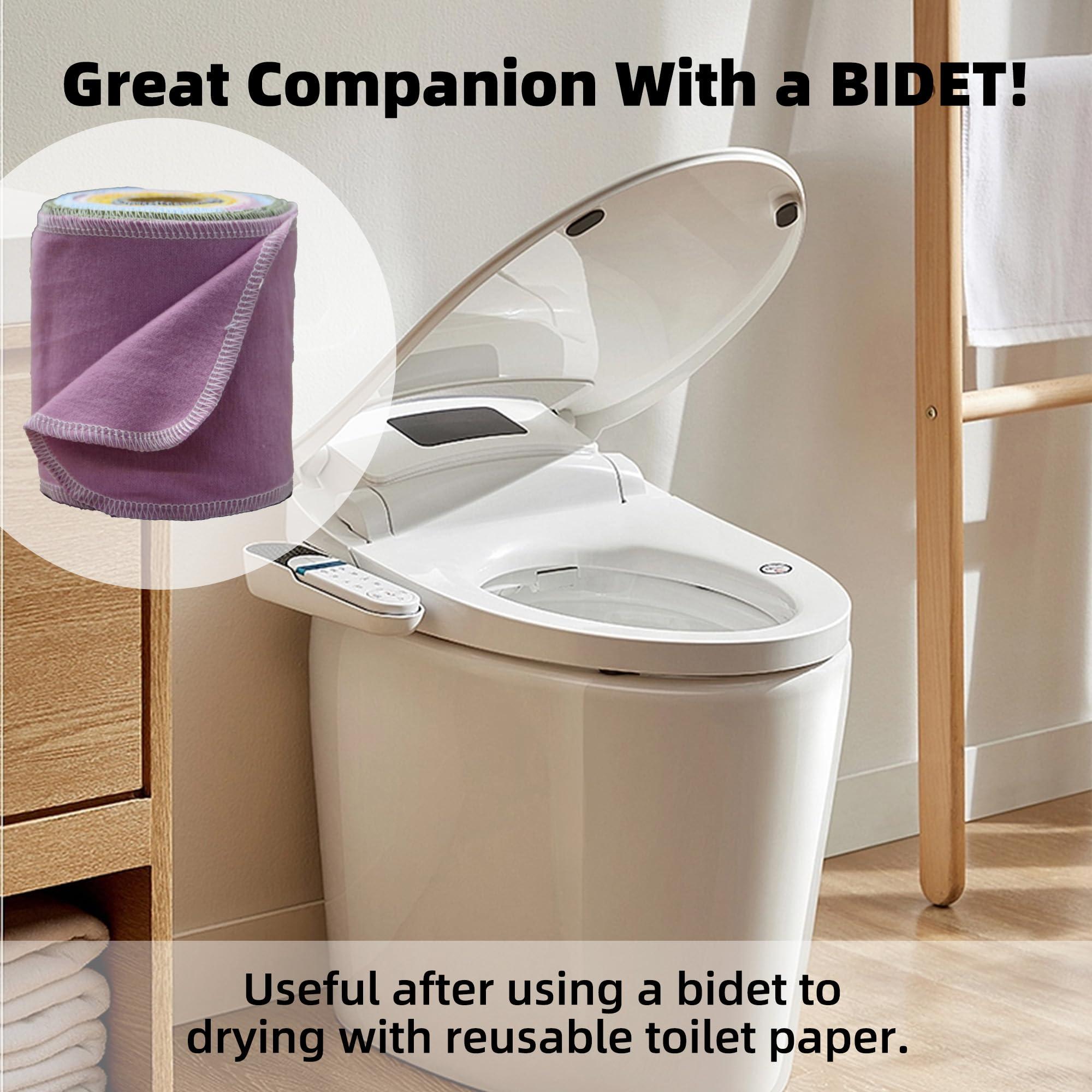 BreodyEco BreodyEco Reusable Toilet Paper - 30 Pcs Washable Bidet Towels Cloth Wipes -2 Sided Flannel Absorbent Colored Paperless Toilet Paper Towels Roll
