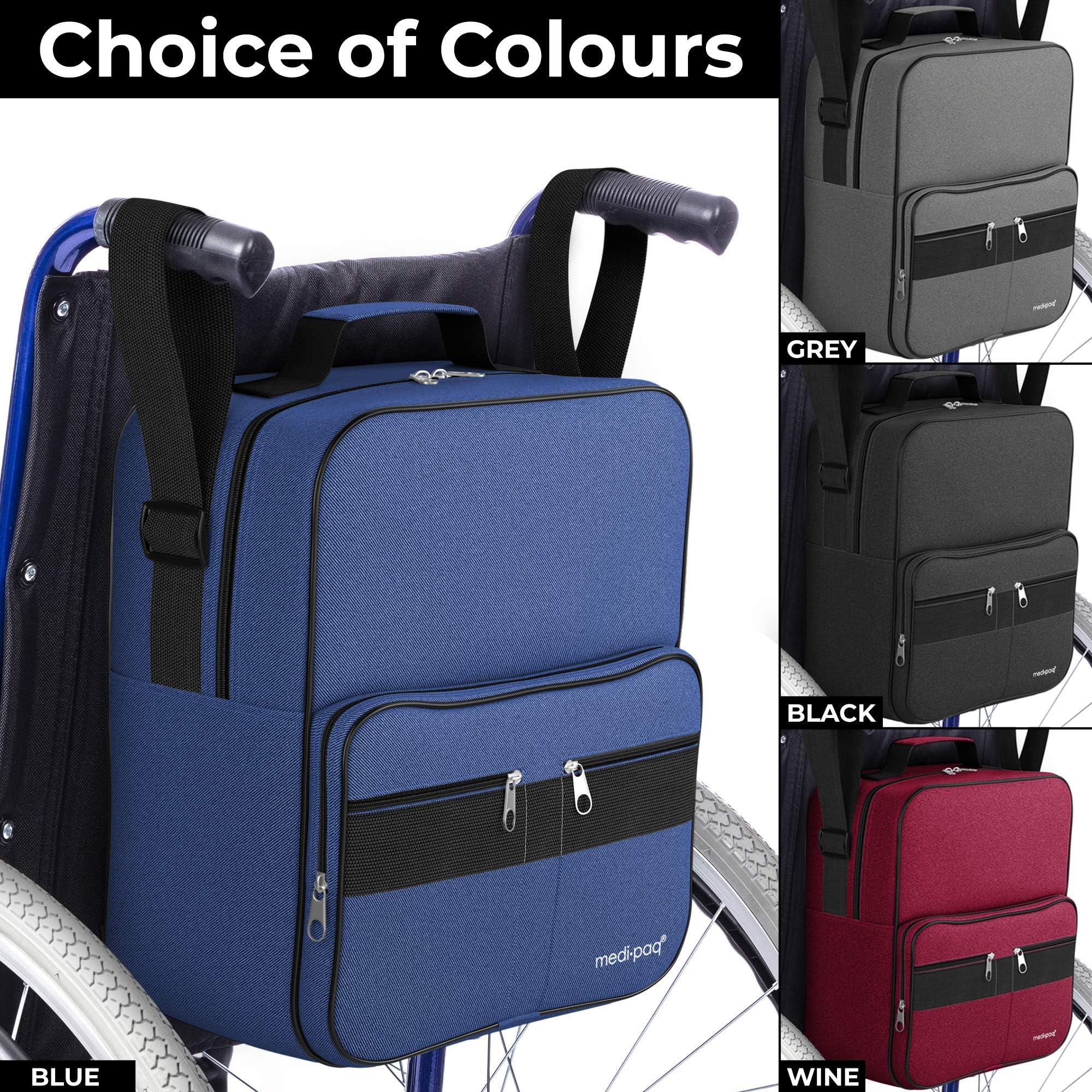 iMedic iMedic Deluxe Wheelchair Bag  Wheelchair Backpack for Back of Chair  Storage Bag for Electric Wheelchairs & Mobility Scooters  Durable & Spacious - Blue