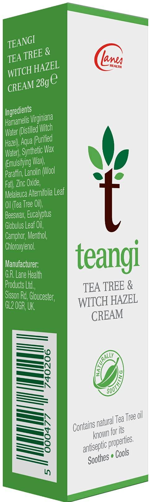 Teangi 2 X Lanes Health Teangi Tea Tree & Witch Hazel Cream 28G-FREE UK DELIVERY by Lanes Health Teangi