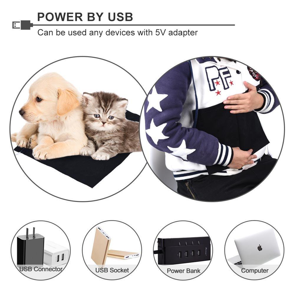 Walfront Heated Cushion, 5V USB Electric Heated Mat / Seat Heater - 35C -50C - Can be used for pets