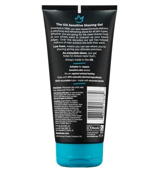 King of Shaves King of Shaves Sensitive Shaving Gel, Low Foam for a Refreshing and Precise Shave, Shave Gel For Men, 2 x 175ml