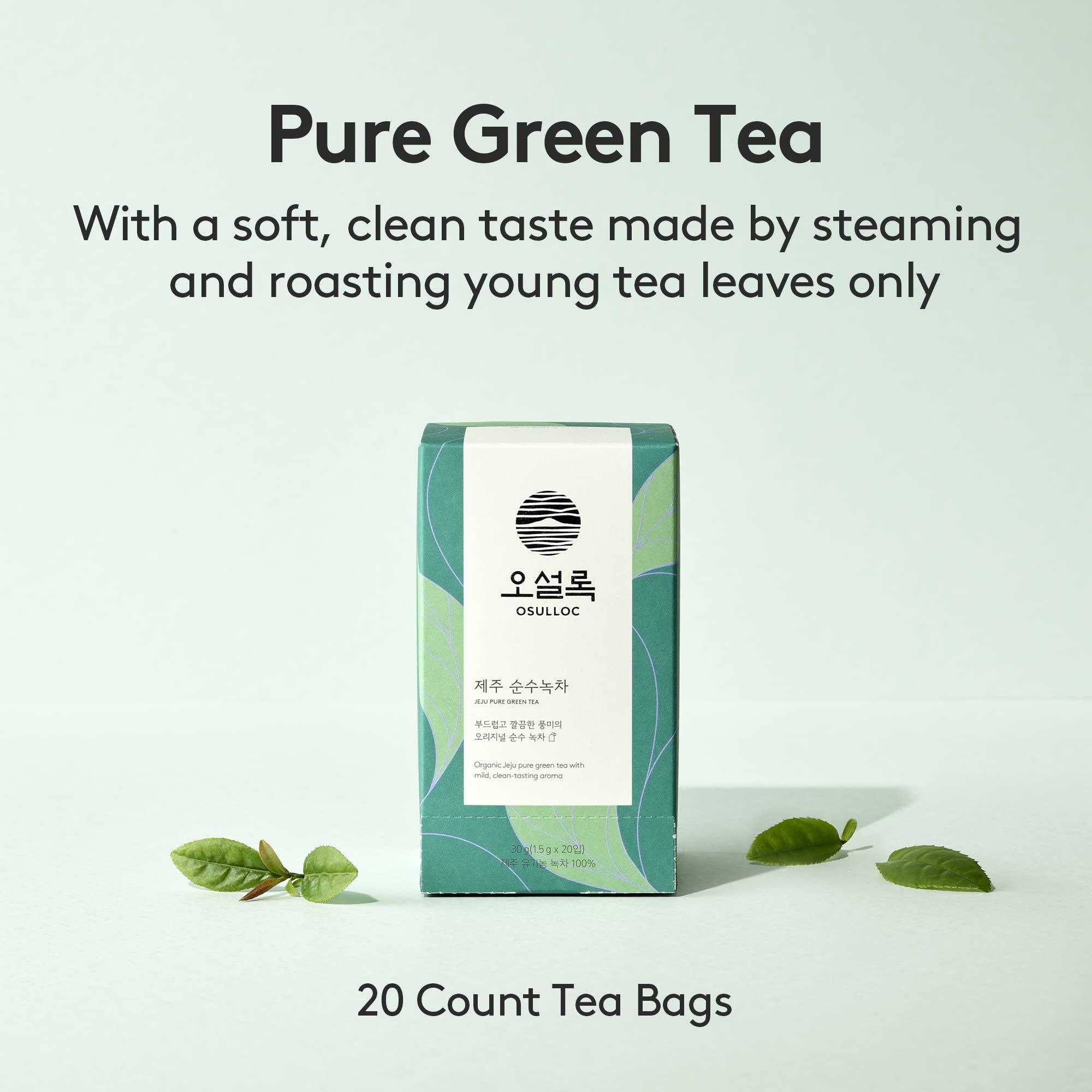 Osulloc OSULLOC Pure Green Tea (Mild, Clean tasting Aroma), Premium Blended Tea from Jeju, Tea Bag Series 20 count, 1.06 oz, 30g