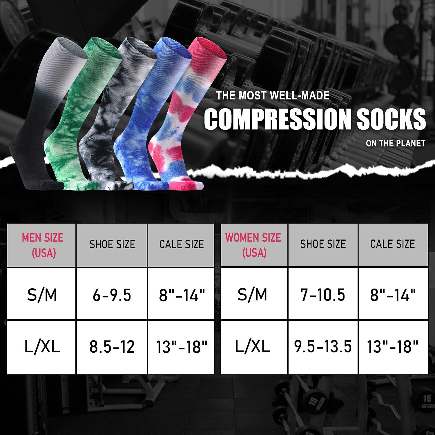 Aoliks Tie-dye Compression Socks for Women & Men Circulation 20-30 mmHg- Best Support for Softball, Nurses, Running, Hiking, Medical