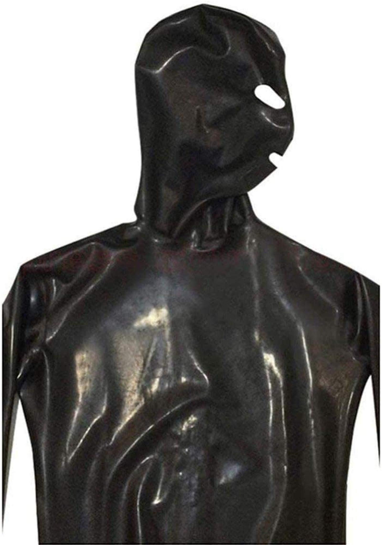 BERMEL BERMEL Men Bodysuit Shiny Patent Black Leather cat Suit Full Body Sexy Latex Tight Zipper Jumpsuit Rubber Clothing (M)